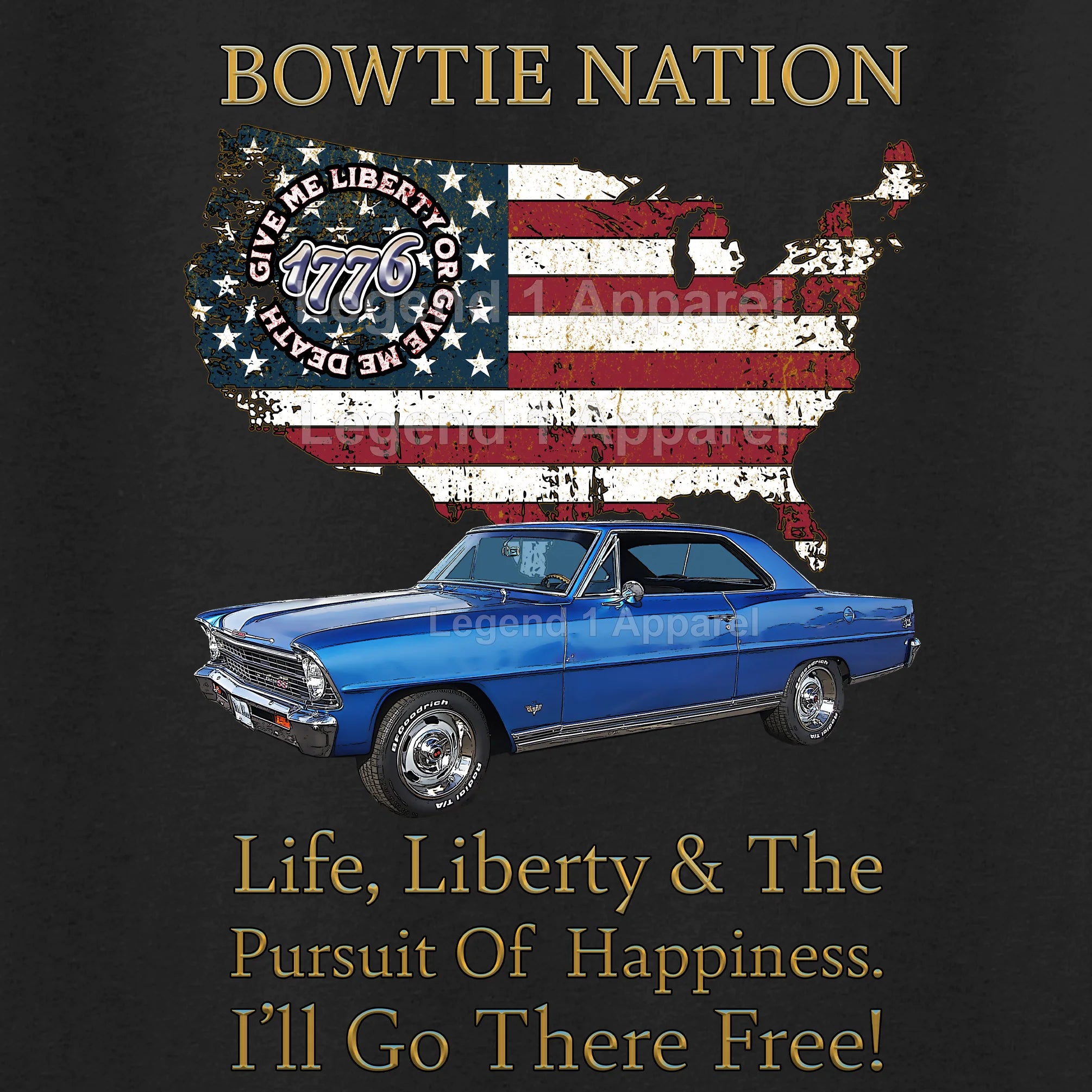 1967 Chevrolet Nova SS Bowtie Nation T-Shirt – 67 Chevy Classic Car Graphic Tee