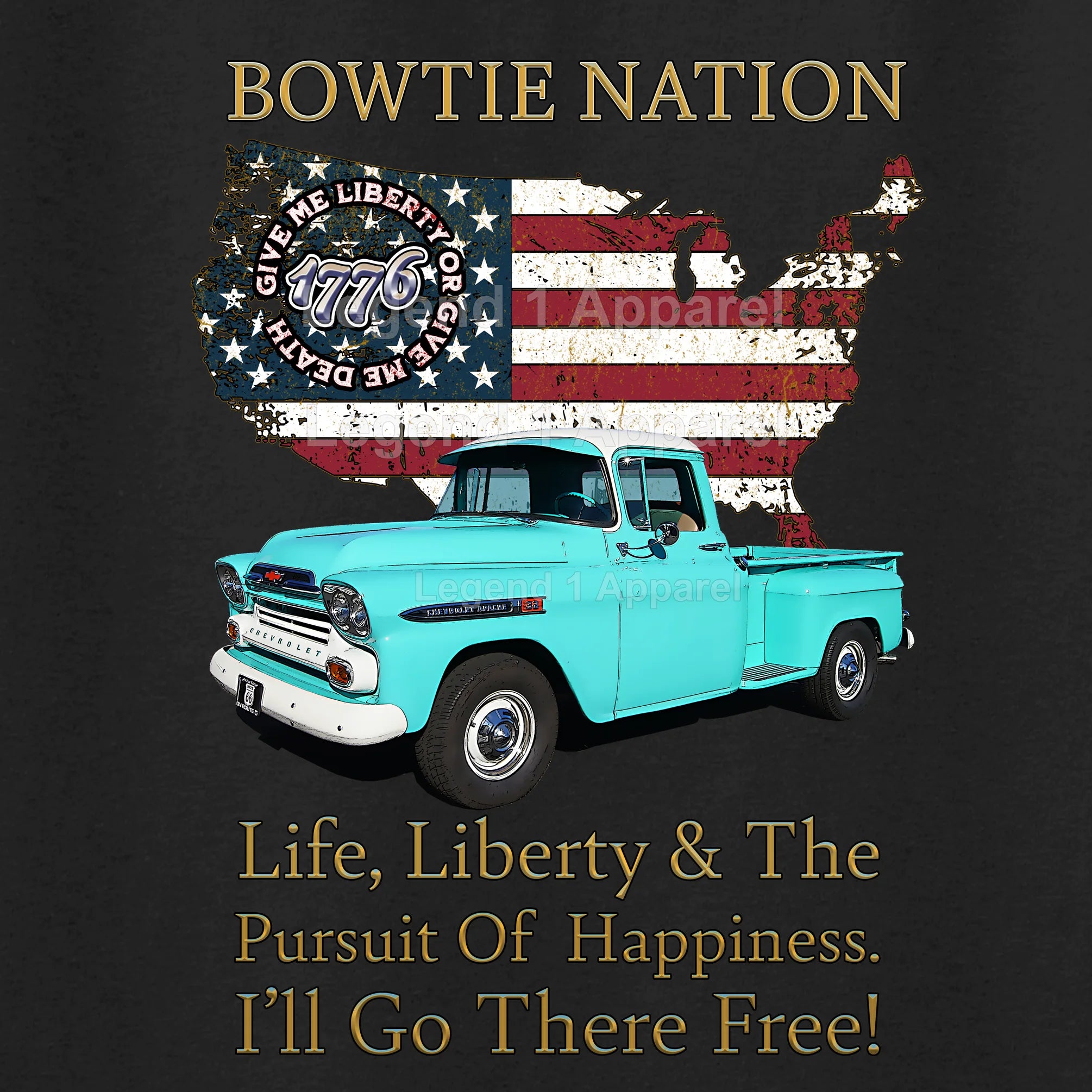 1959 Chevrolet Pick Up Truck Bowtie Nation T-Shirt – 59 Chevy Classic Truck Graphic Tee