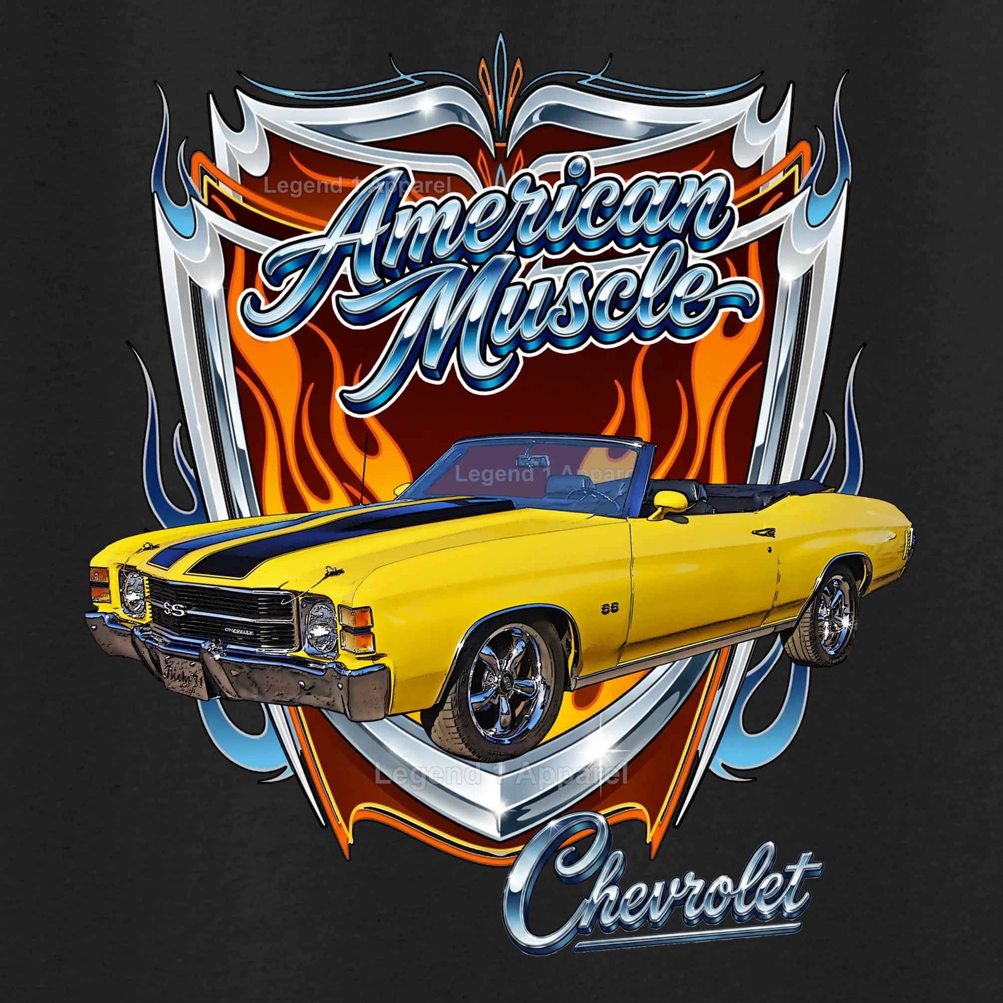 1971 Chevrolet Chevelle SS American Muscle T-Shirt – 71 Chevy Classic Car Graphic Tee