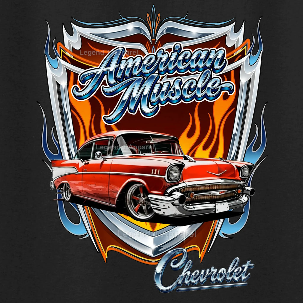 1957 Chevy Bel Air American Muscle T-Shirt – 57 Chevrolet Bel Air Classic Car Graphic Tee