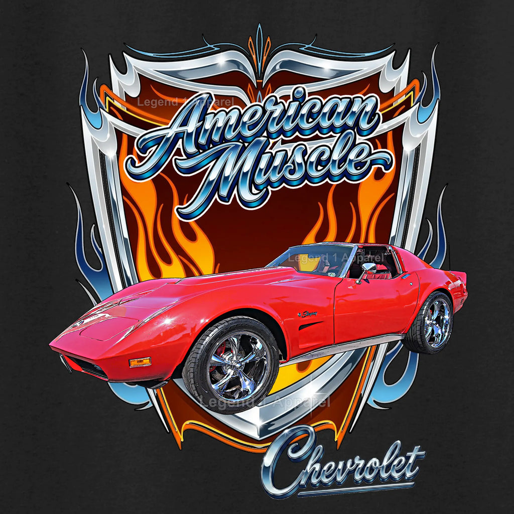 1974 Chevrolet Corvette C3 American Muscle T-Shirt – 74 Chevy Classic Car Graphic Tee