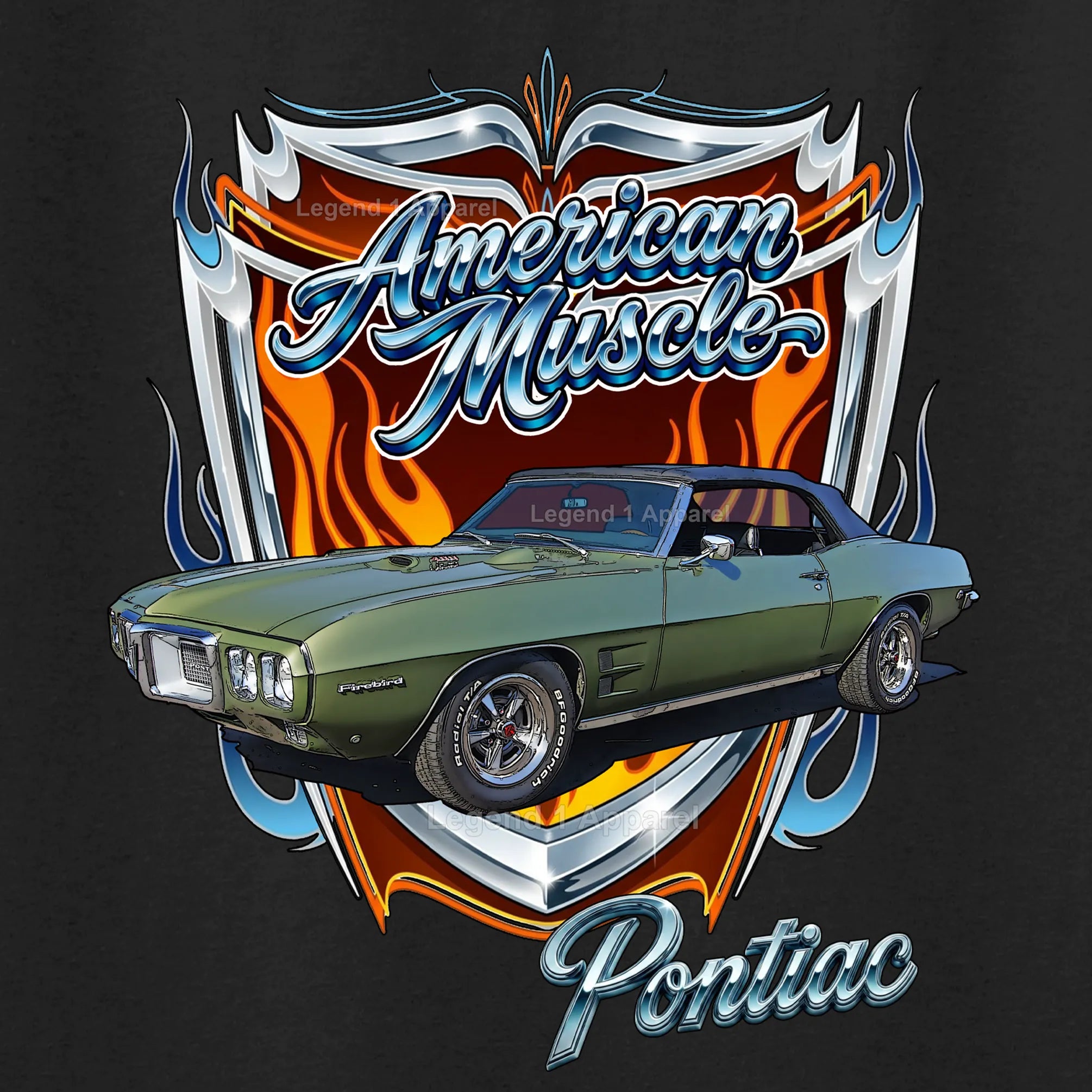 1969 Pontiac Firebird American Muscle T-Shirt – 69 Firebird Classic Car Graphic Tee