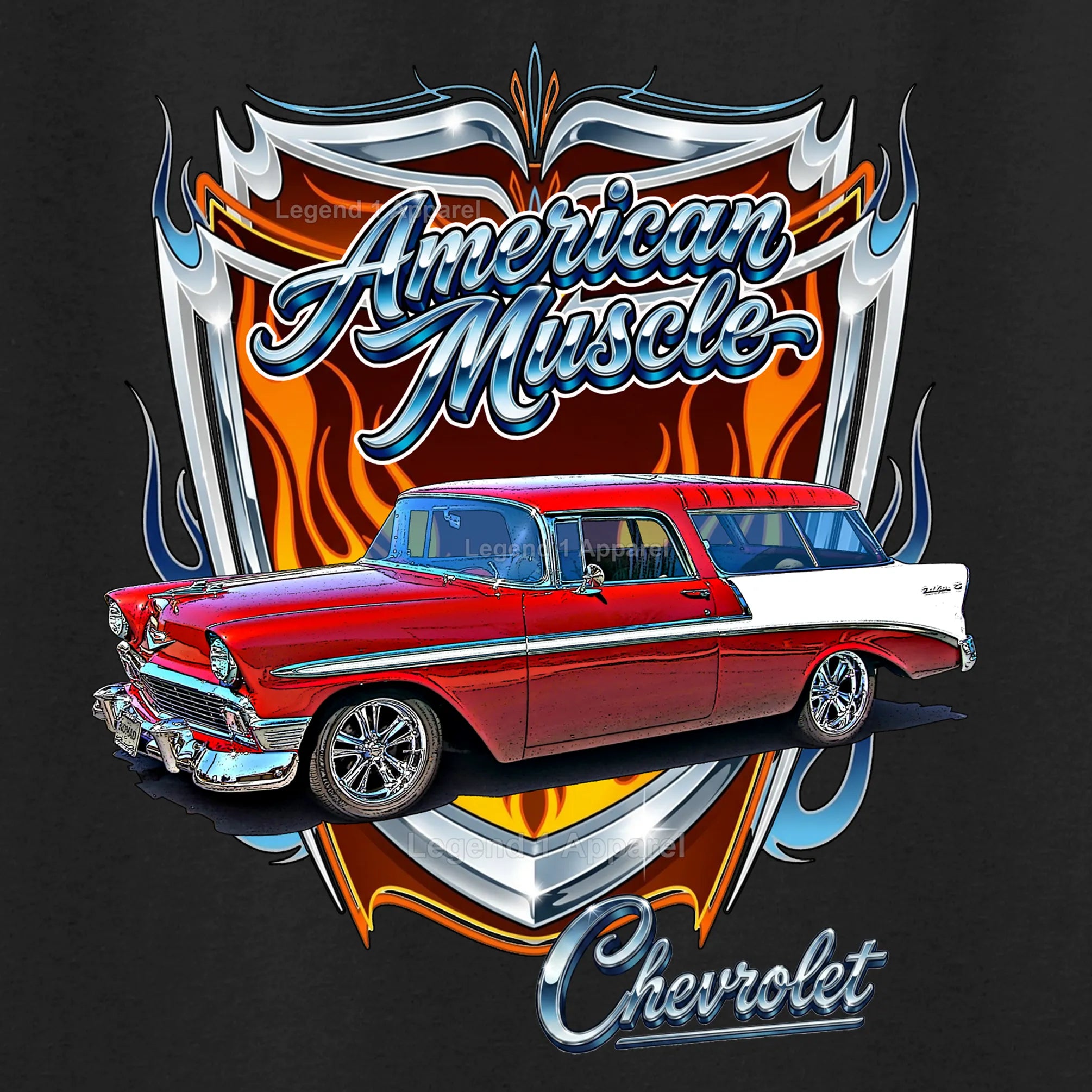 1956 Chevy Bel Air Nomad American Muscle T-Shirt –56 Chevrolet Nomad Classic Car Graphic Tee