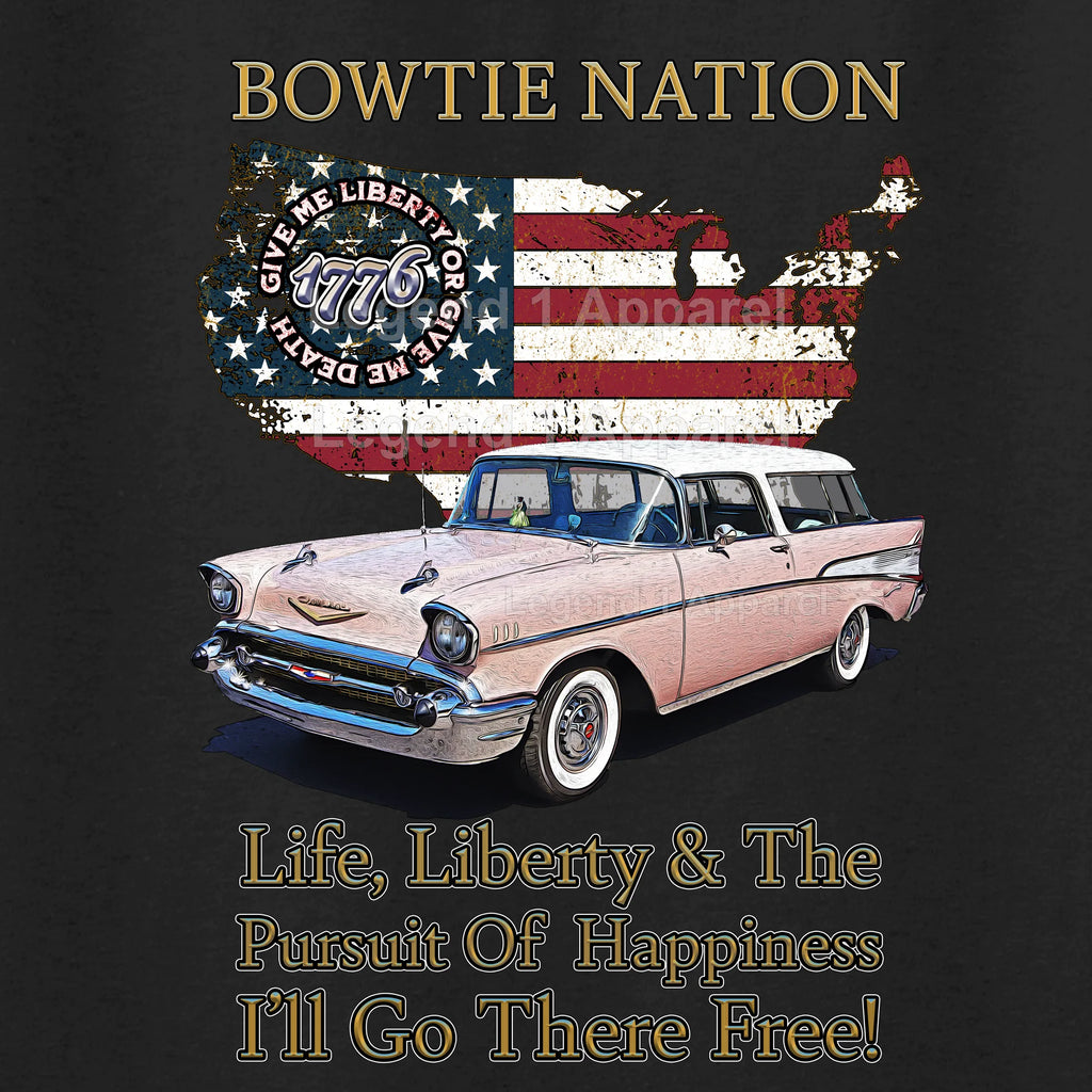 1957 Chevrolet Bel Air Nomad Bowtie Nation T-Shirt – 57 Chevy Classic Car Graphic Tee