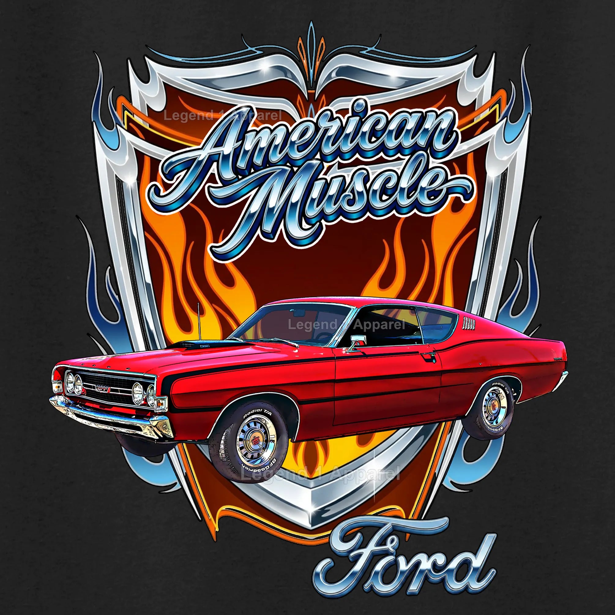1968 Ford Torino GT Classic Car Graphic Tee – American Muscle T-Shirt