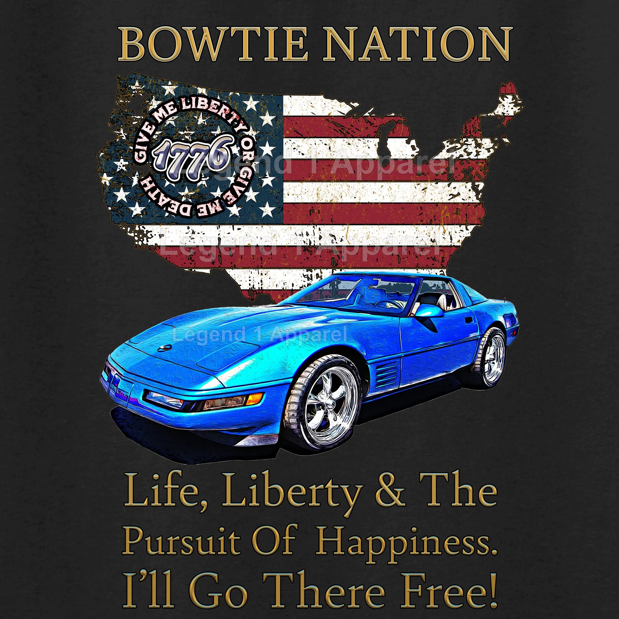 1992 Chevrolet C4 Corvette Bowtie Nation T-Shirt – 92 Chevy Classic Car Graphic Tee