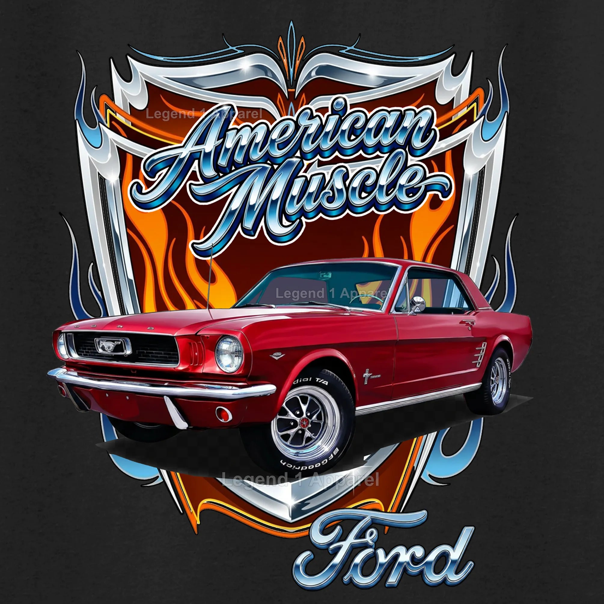 1966 Ford Mustang Hardtop Car Graphic Tee – American Muscle T-Shirt