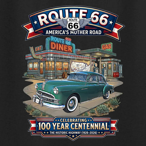 1949 Pontiac Coupe Silver Streak Classic Car Graphic Tee – Route 66 Centennial T-Shirt