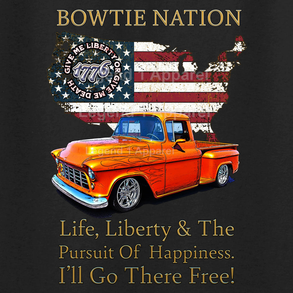 1955 Chevrolet Pick Up Truck Bowtie Nation T-Shirt – 55 Chevy Classic Truck Graphic Tee
