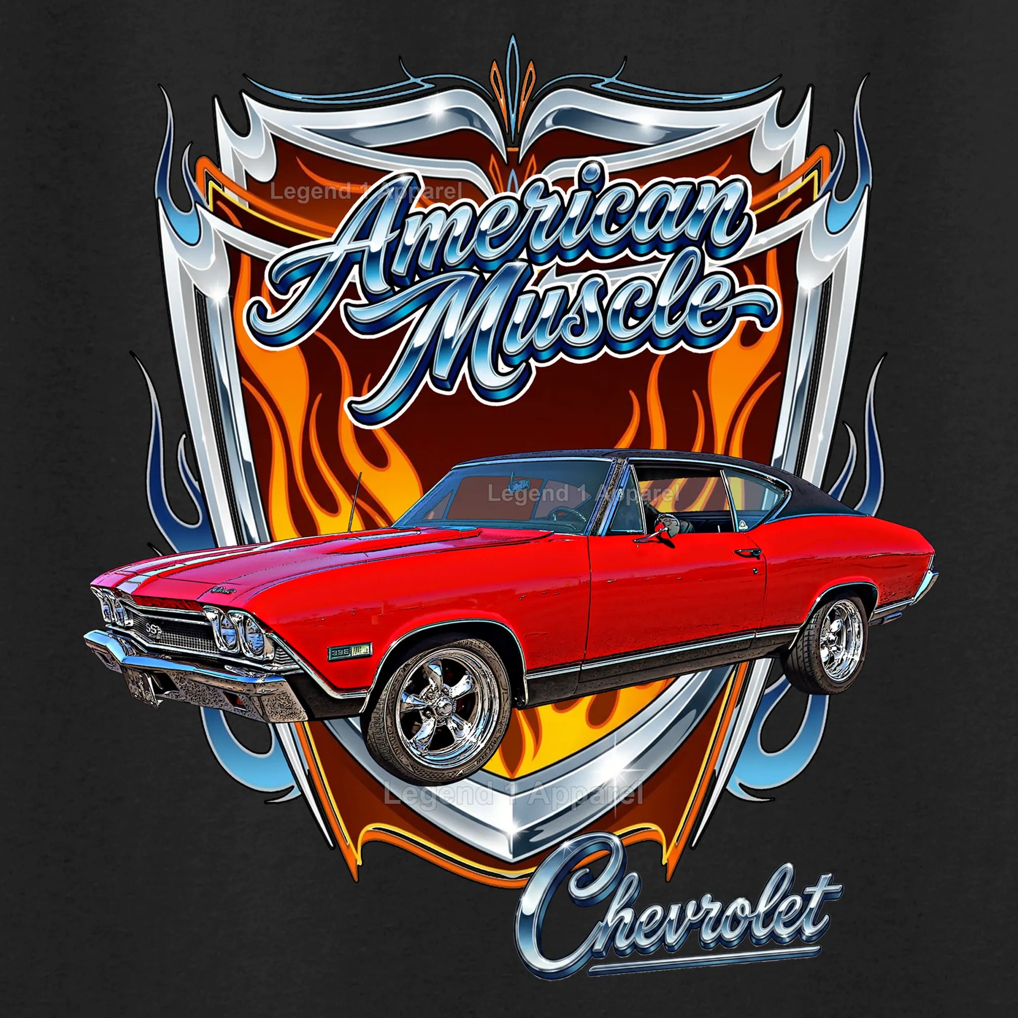 1968 Chevrolet Chevelle SS American Muscle T-Shirt – 68 Chevy Classic Car Graphic Tee