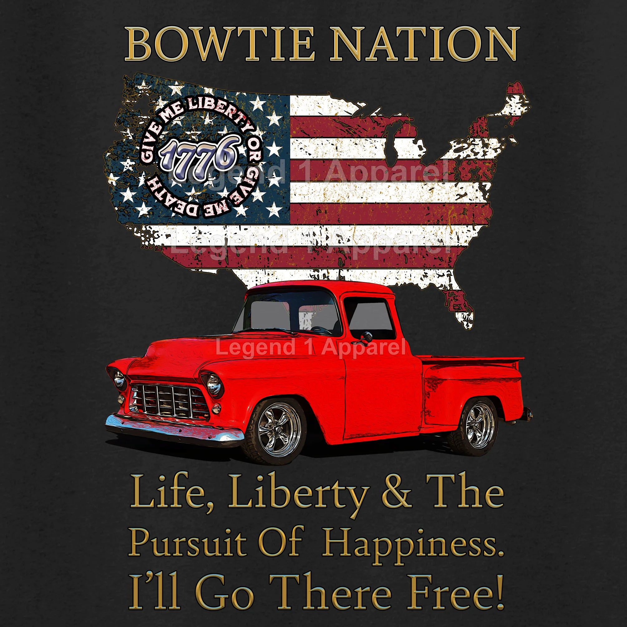1956 Chevrolet Pick Up Truck Bowtie Nation T-Shirt – 56 Chevy Classic Truck Graphic Tee