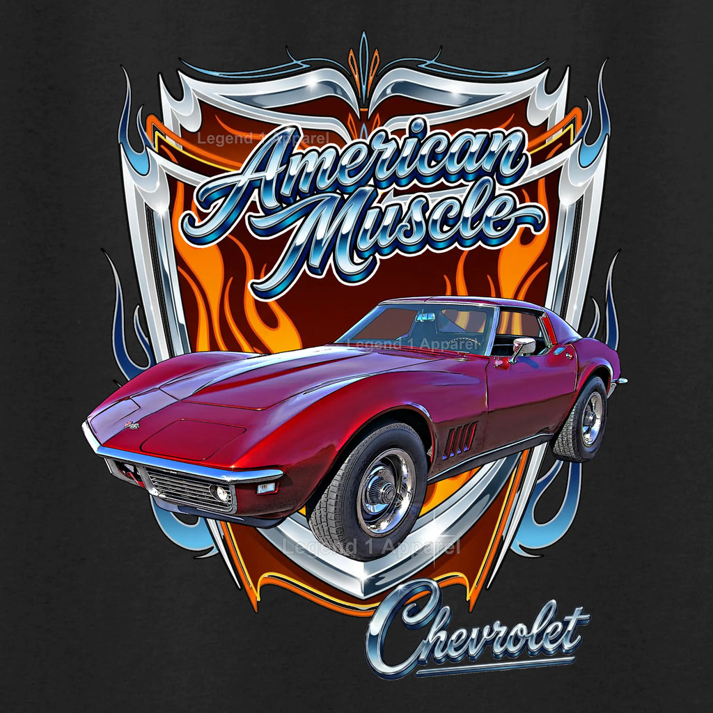 1969 Chevrolet Corvette C3 American Muscle T-Shirt – 69 Chevy Classic Car Graphic Tee