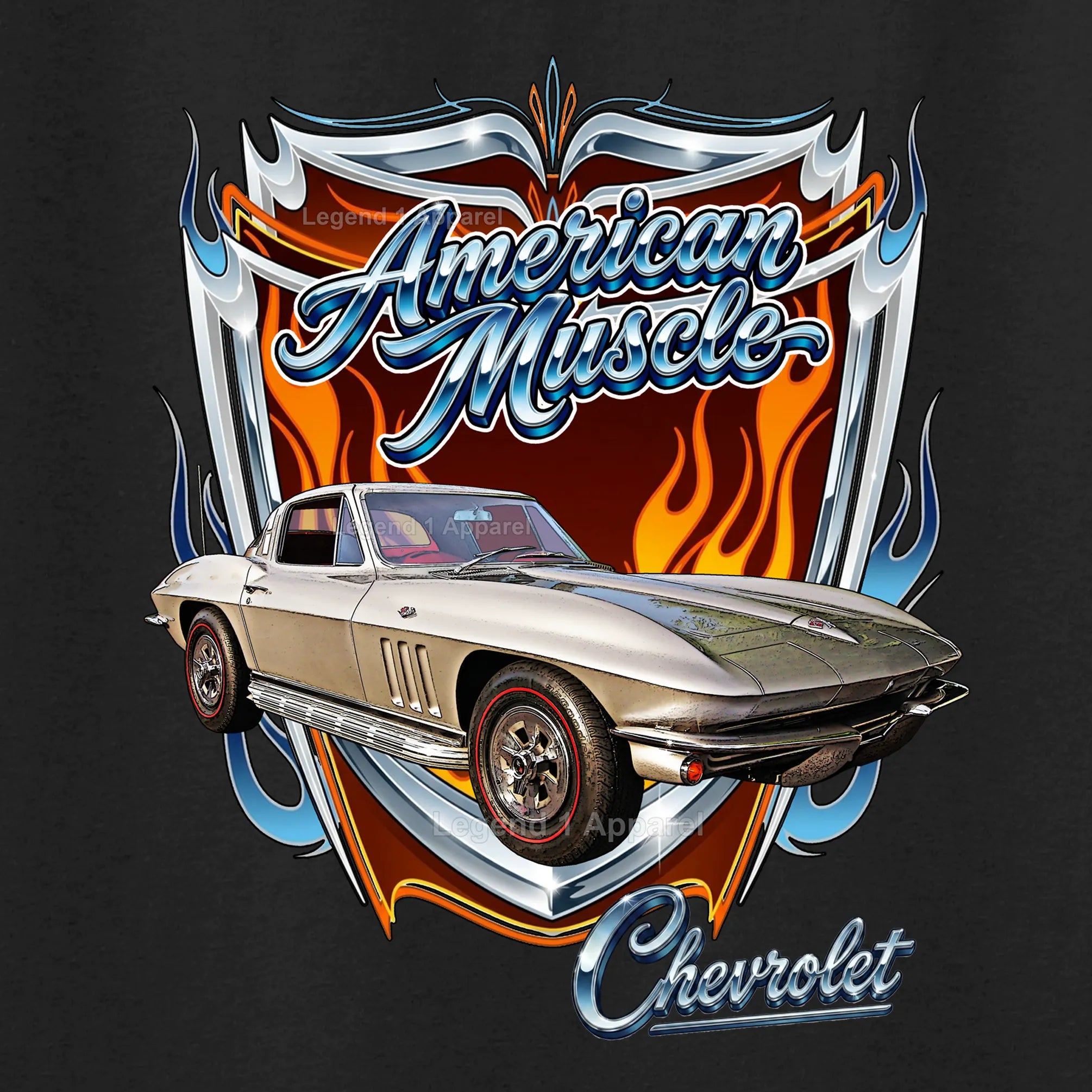 1965 Chevrolet Corvette C2 American Muscle T-Shirt – 65 Chevy Classic Car Graphic Tee