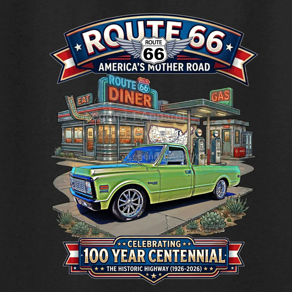1972 Chevrolet Pick Up C10 Square Body Classic Truck Graphic Tee – Route 66 Centennial T-Shirt