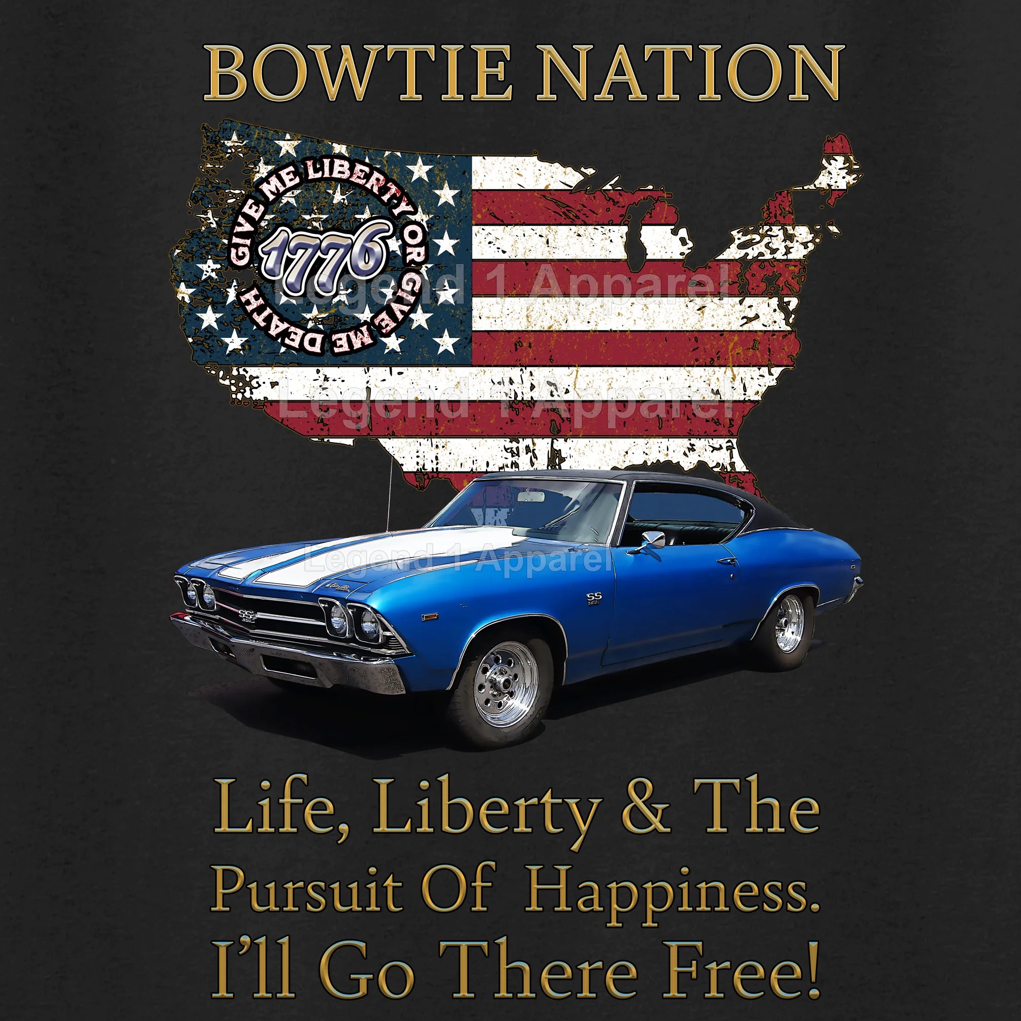 1969 Chevrolet Chevelle SS Bowtie Nation T-Shirt – 69 Chevy Classic Car Graphic Tee