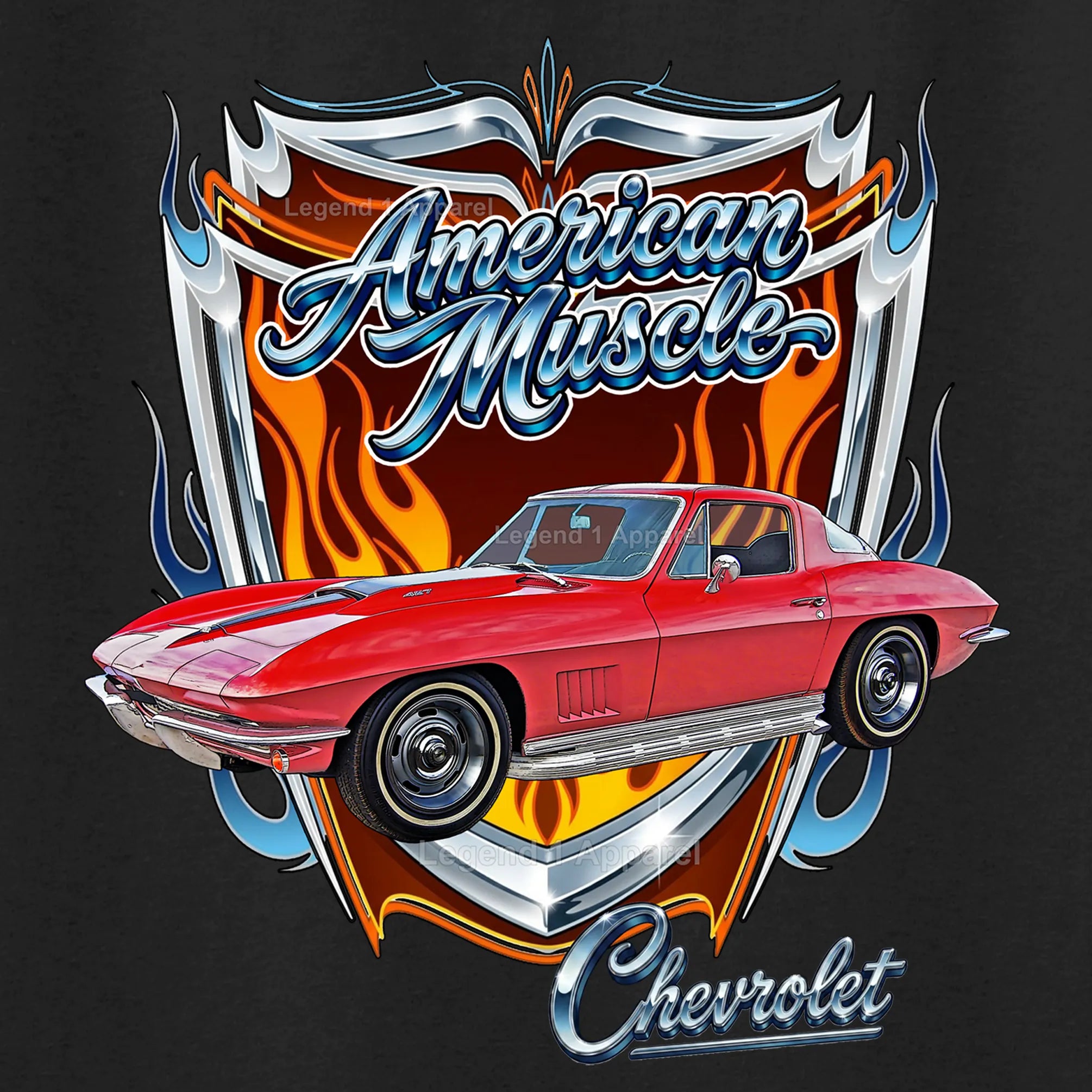 1967 Chevrolet Corvette C2 American Muscle T-Shirt – 67 Chevy Classic Car Graphic Tee