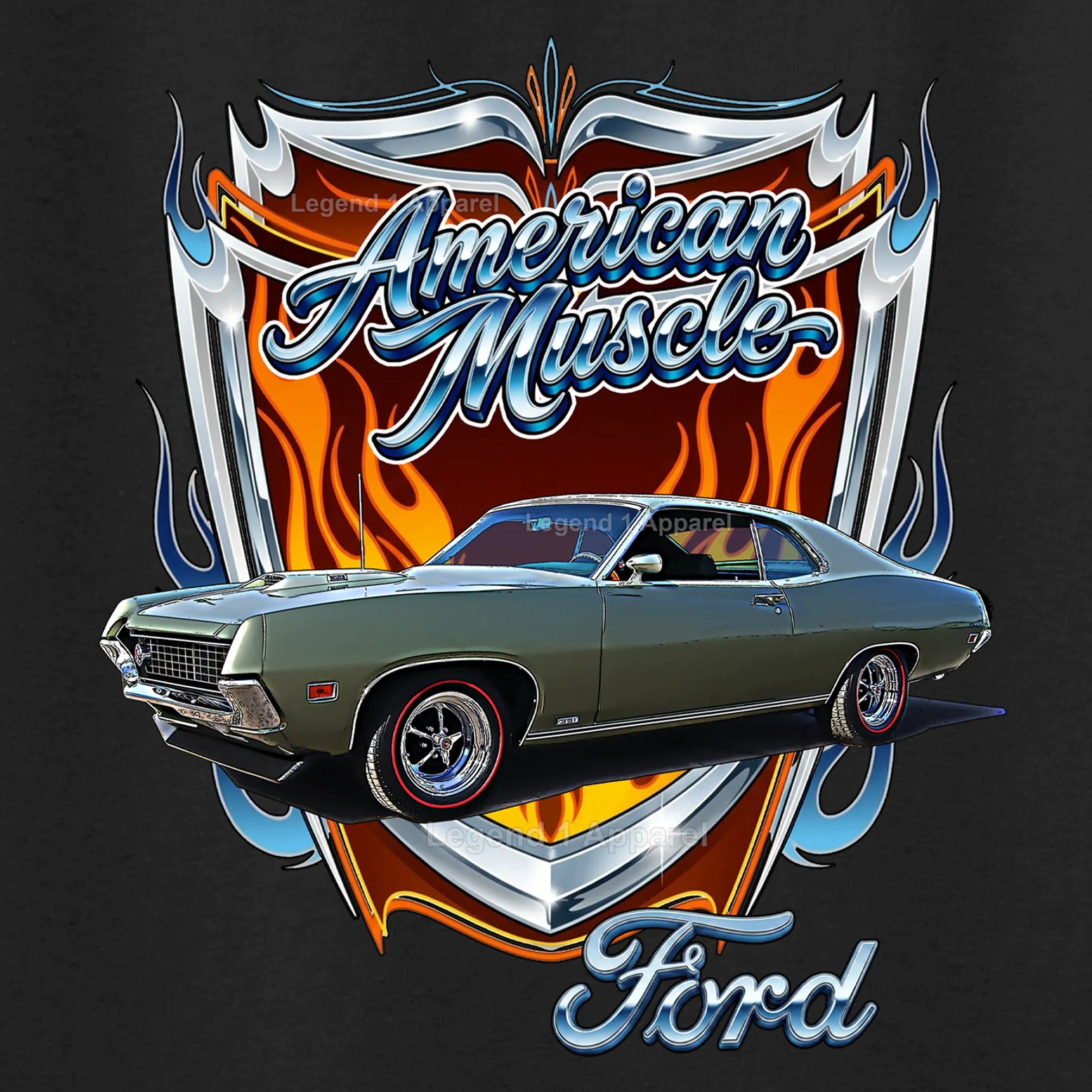 1970 Ford Torino Classic Car Graphic Tee – American Muscle T-Shirt