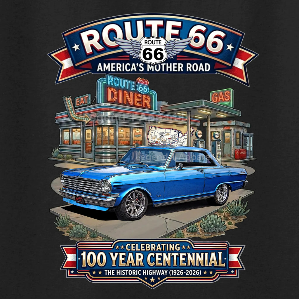 1963 Chevrolet Nova SS Classic Car Graphic Tee – Route 66 Centennial T-Shirt