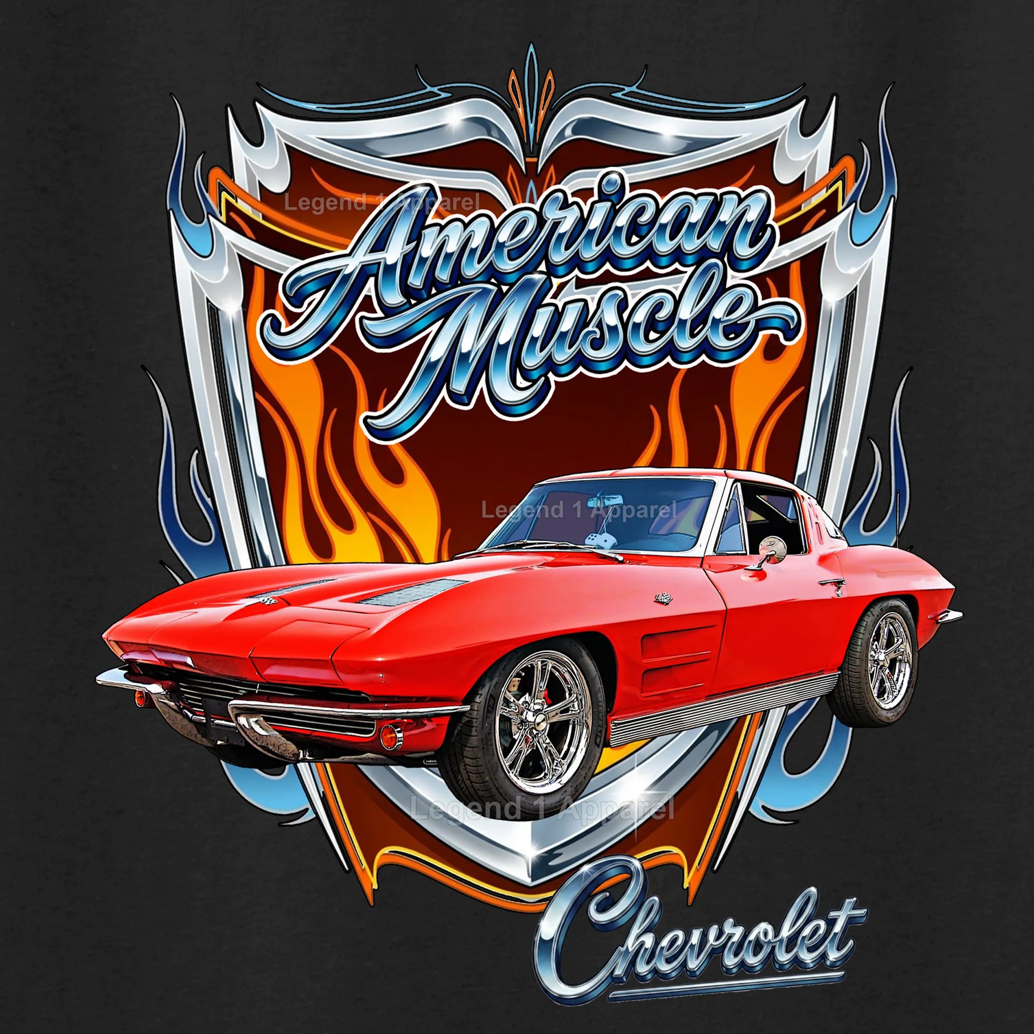 1963 Chevrolet Corvette C1 American Muscle T-Shirt – 63 Chevy Classic Car Graphic Tee