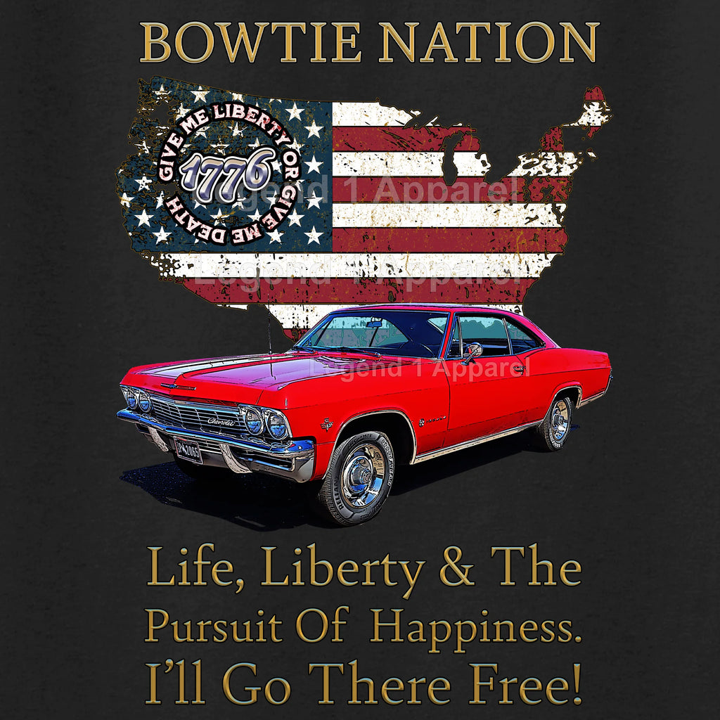 1965 Chevrolet Impala SS Bowtie Nation T-Shirt – 65 Chevy Classic Car Graphic Tee