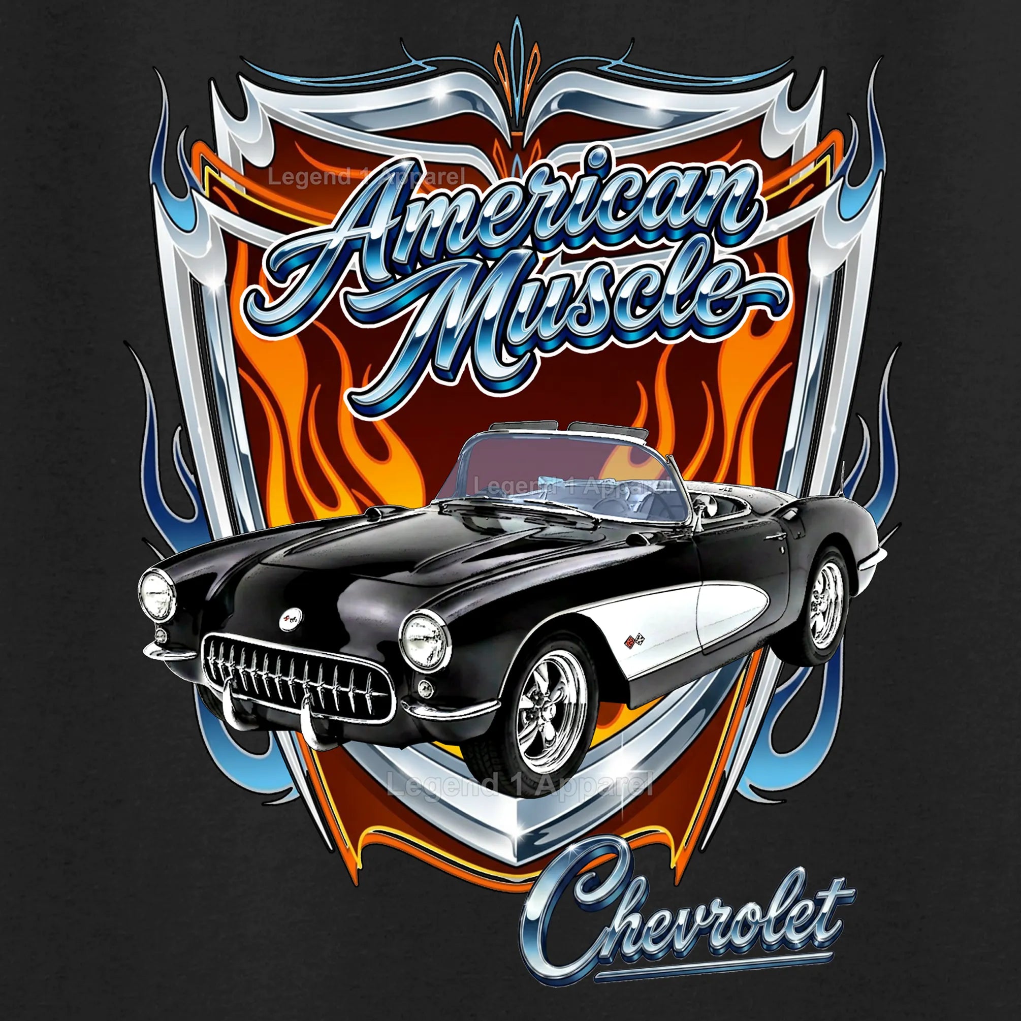 1957 Chevrolet Corvette C1 American Muscle T-Shirt – 57 Chevy Classic Car Graphic Tee