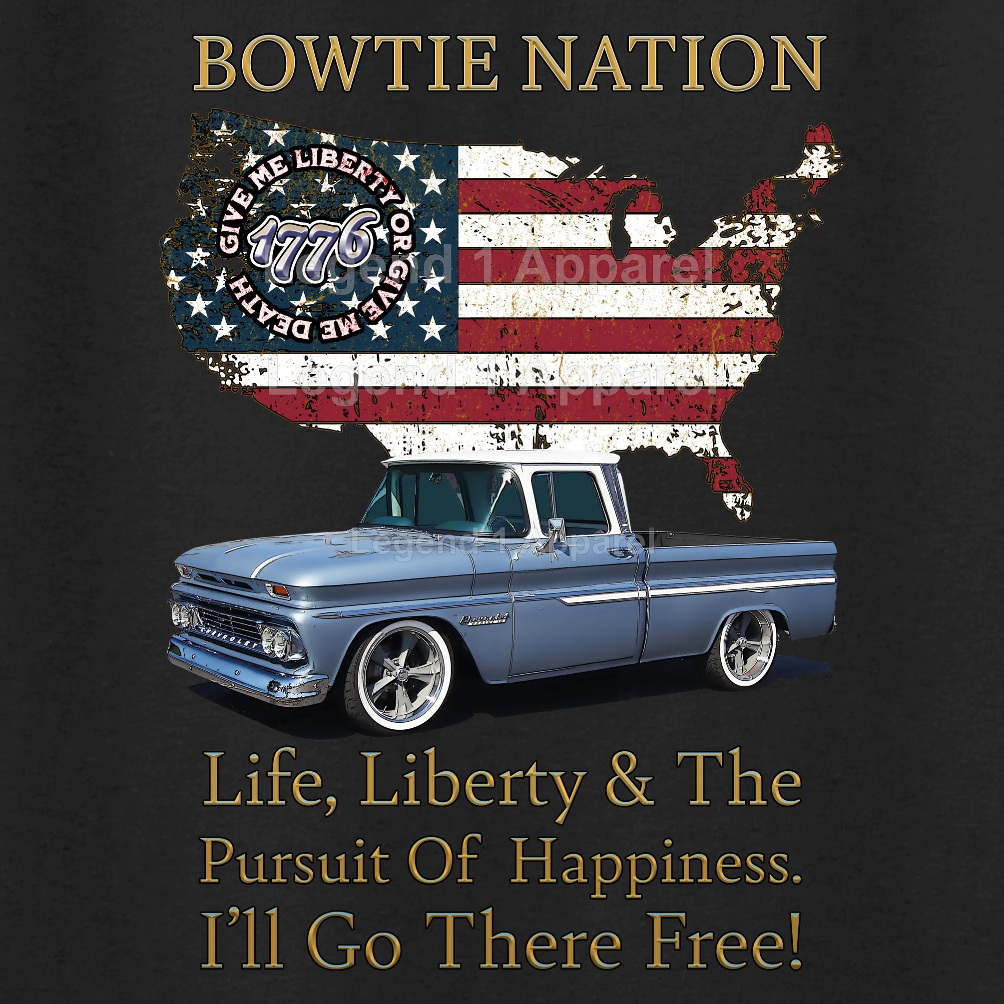 1960 Chevrolet Apache Pick Up Truck Bowtie Nation T-Shirt – 60 Chevy Classic Truck Graphic Tee