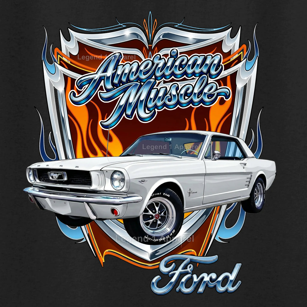 1966 Ford Mustang Hardtop Car Graphic Tee – American Muscle T-Shirt