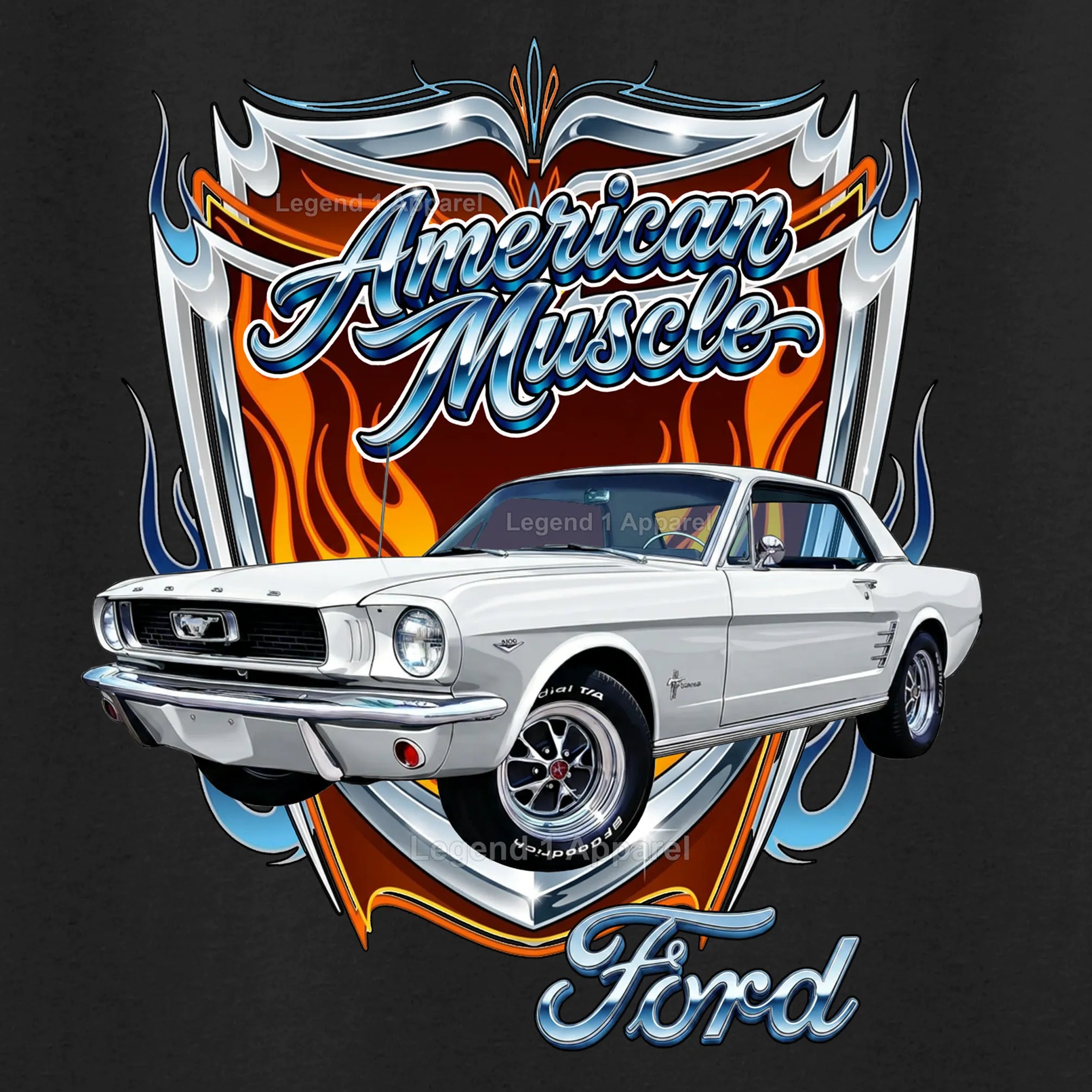 1966 Ford Mustang Hardtop Car Graphic Tee – American Muscle T-Shirt