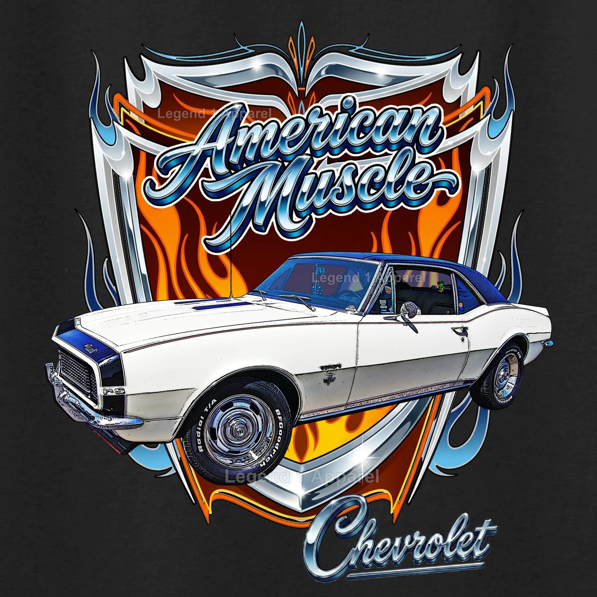 1967 Chevrolet Camaro American Muscle T-Shirt – 67 Chevy Classic Car Graphic Tee