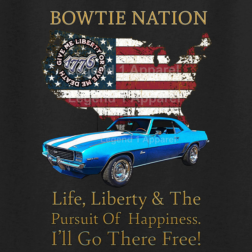 1969 Chevrolet Camaro Bowtie Nation T-Shirt – 69 Chevy Classic Car Graphic Tee