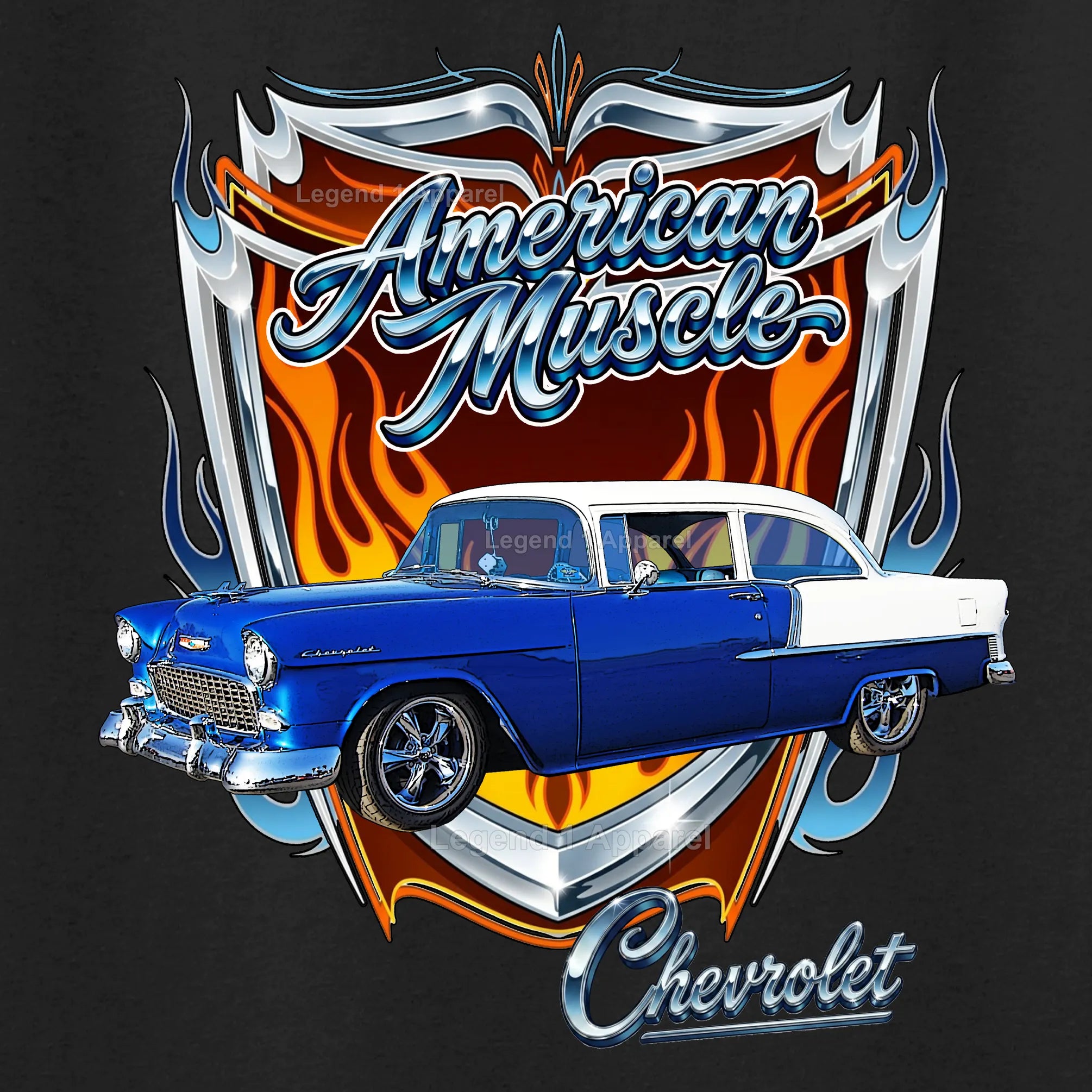 1955 Chevy Bel Air American Muscle T-Shirt –55 Chevrolet Bel Air Classic Car Graphic Tee