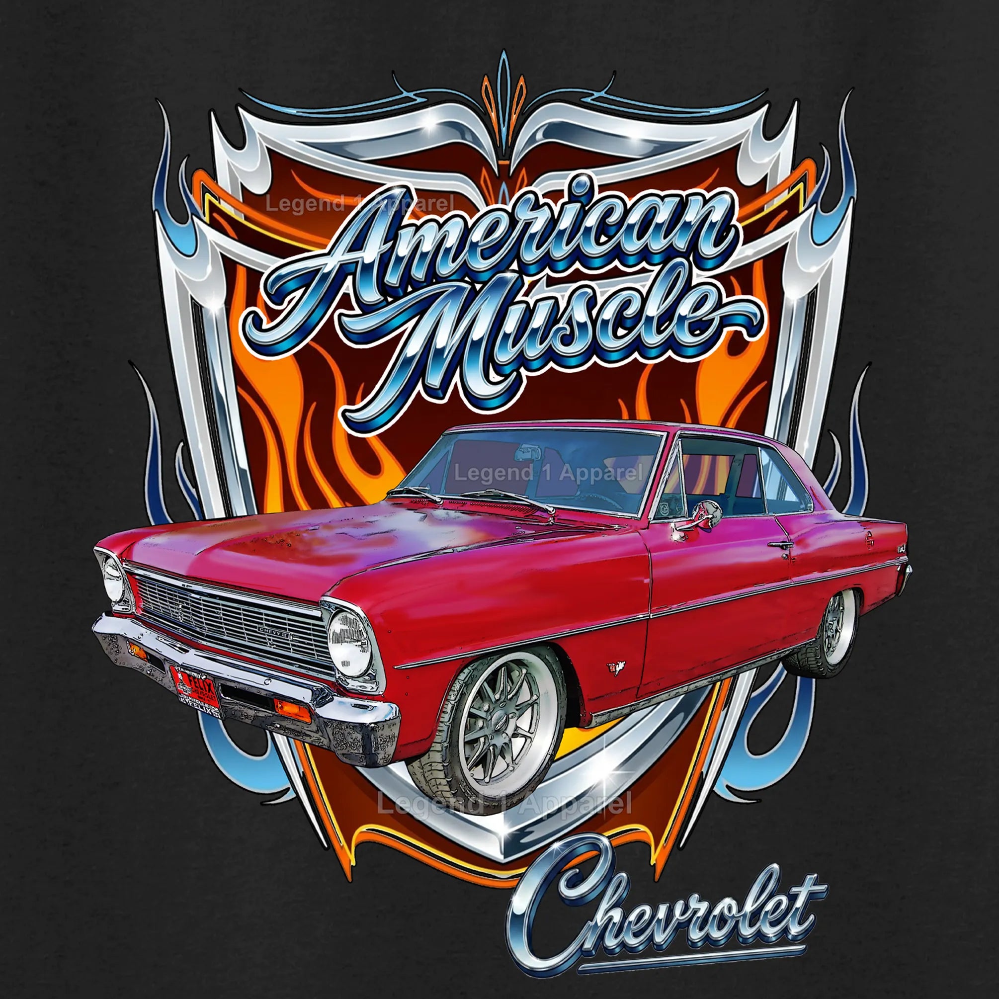 1966 Chevrolet Nova SS American Muscle T-Shirt – 66 Chevy Classic Car Graphic Tee