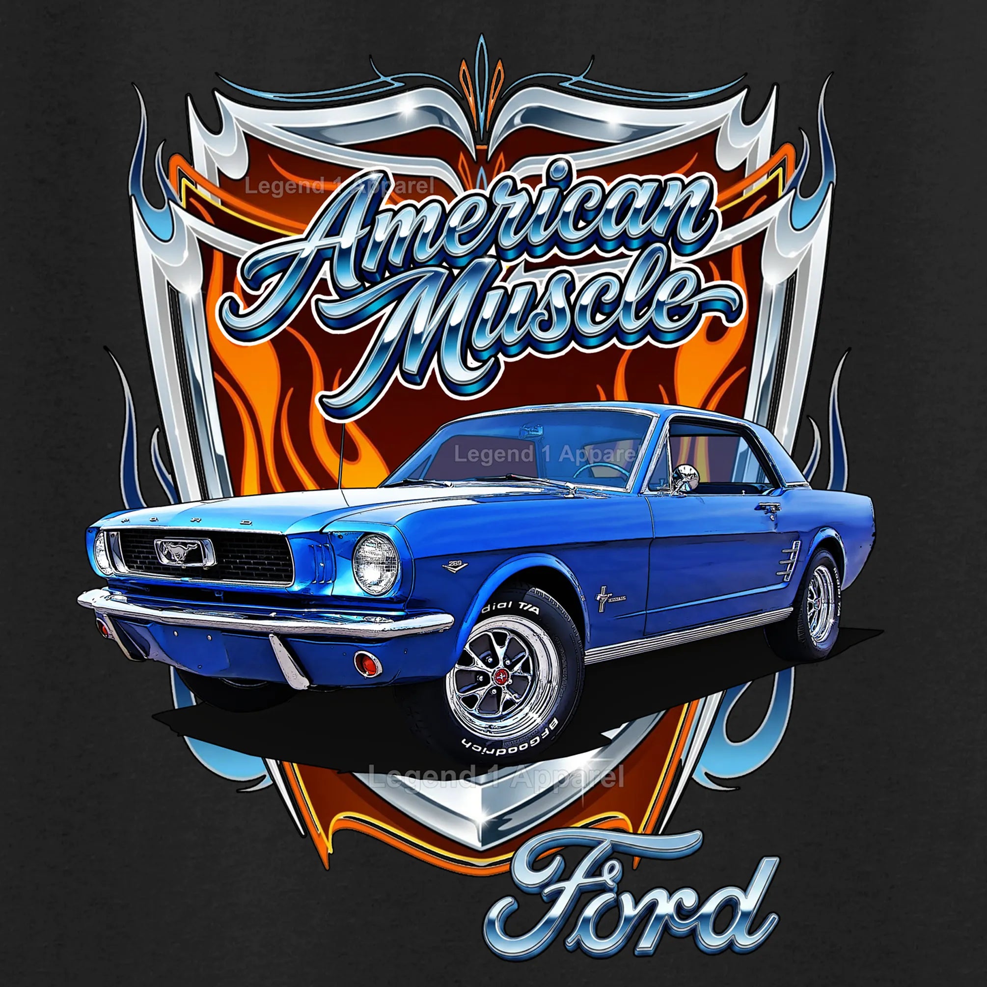 American Muscle T-Shirt – 1966 Ford Mustang Hardtop Car Graphic Tee