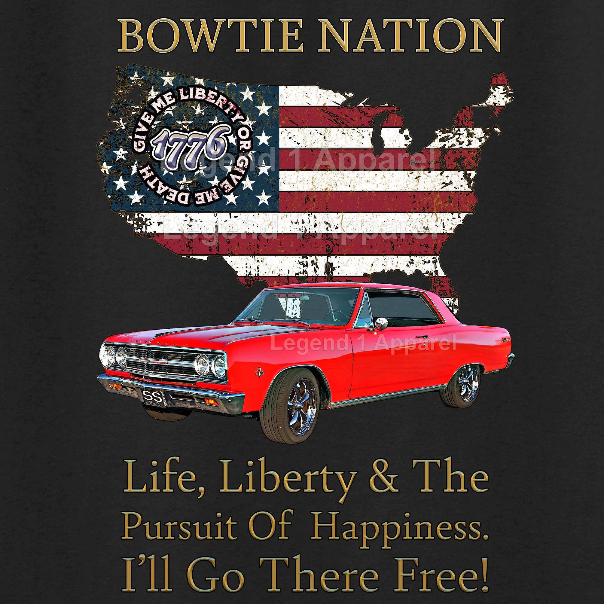 1965 Chevrolet Chevelle SS Bowtie Nation T-Shirt – 65 Chevy Classic Car Graphic Tee