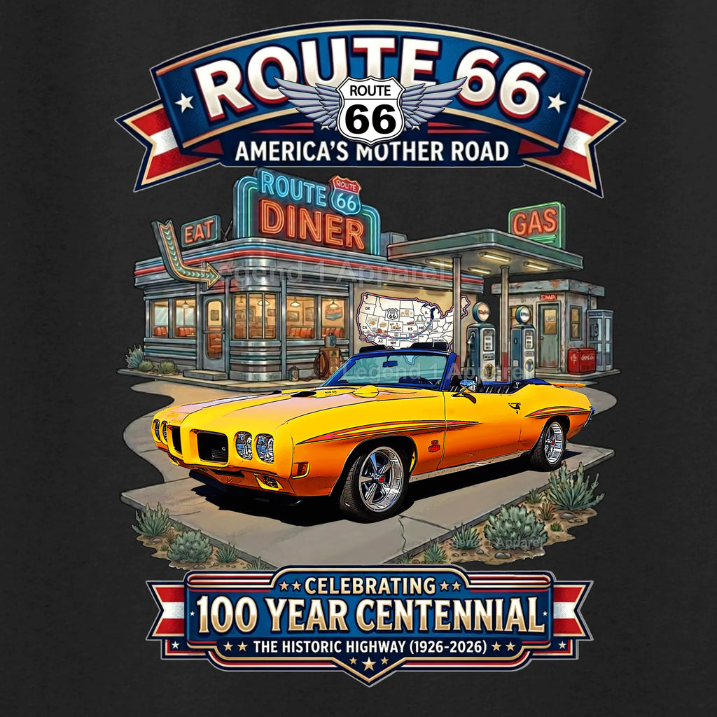 1970 Pontiac Judge GTO Classic Car Graphic Tee – Route 66 Centennial T-Shirt