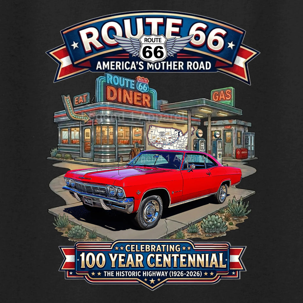 1965 Chevrolet Impala SS Classic Car Graphic Tee – Route 66 Centennial T-Shirt