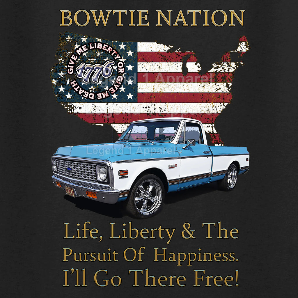 1972 Chevrolet Pick Up Truck Bowtie Nation T-Shirt – 72 Chevy Classic Truck Graphic Tee