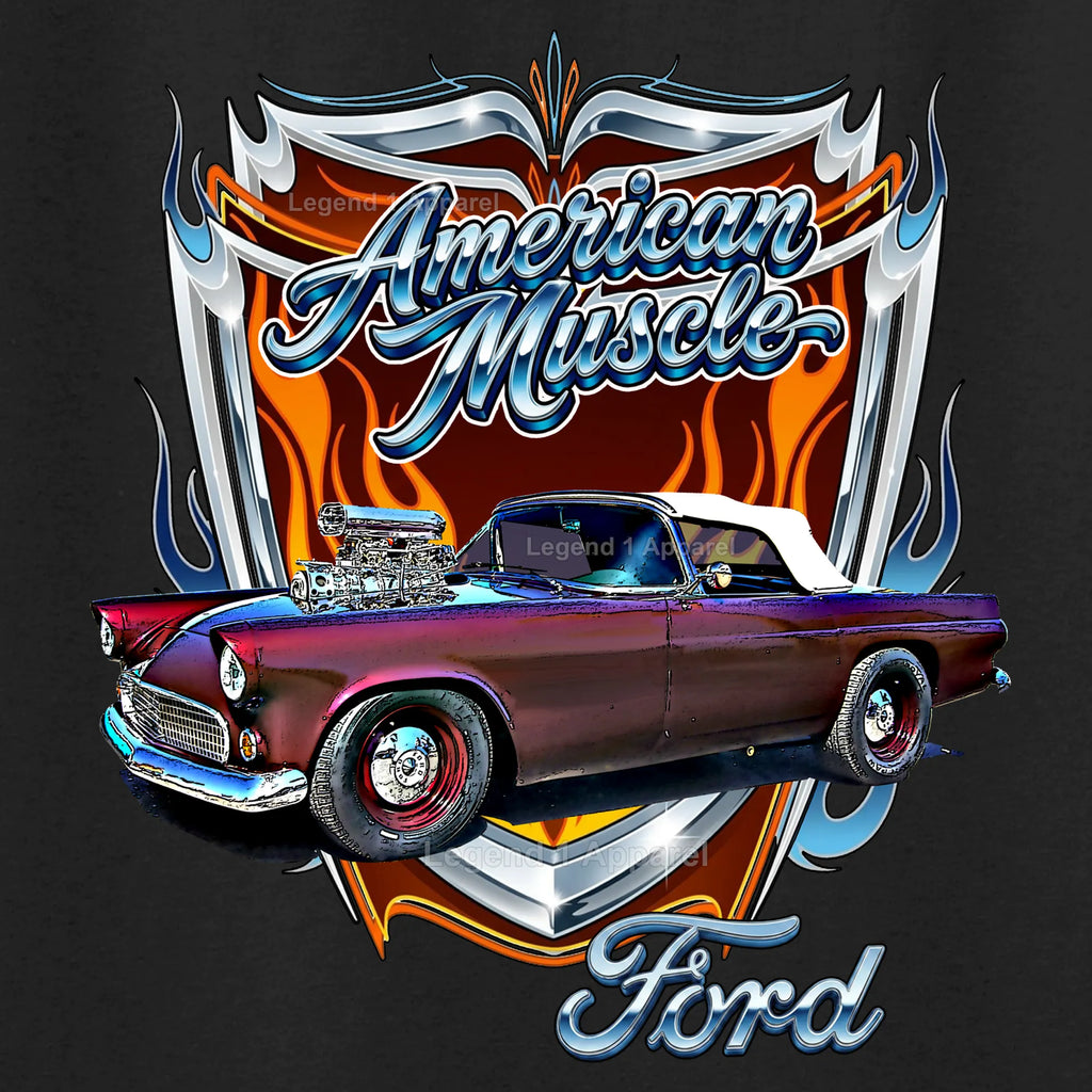 1955 Ford Thunderbird American Muscle T-Shirt –55 Ford Classic Car Graphic Tee