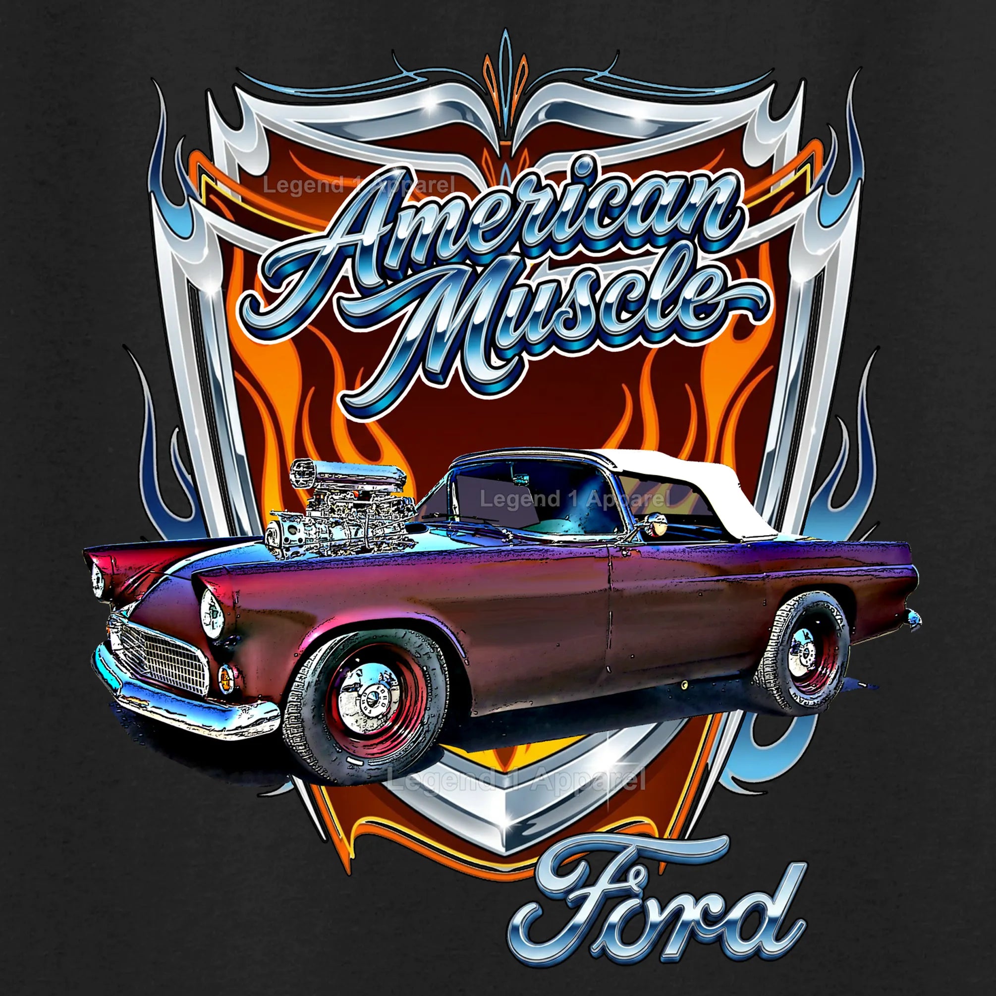 1955 Ford Thunderbird American Muscle T-Shirt –55 Ford Classic Car Graphic Tee