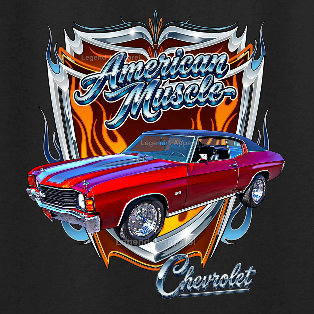 1972 Chevrolet Chevelle SS American Muscle T-Shirt – 72 Chevy Classic Car Graphic Tee