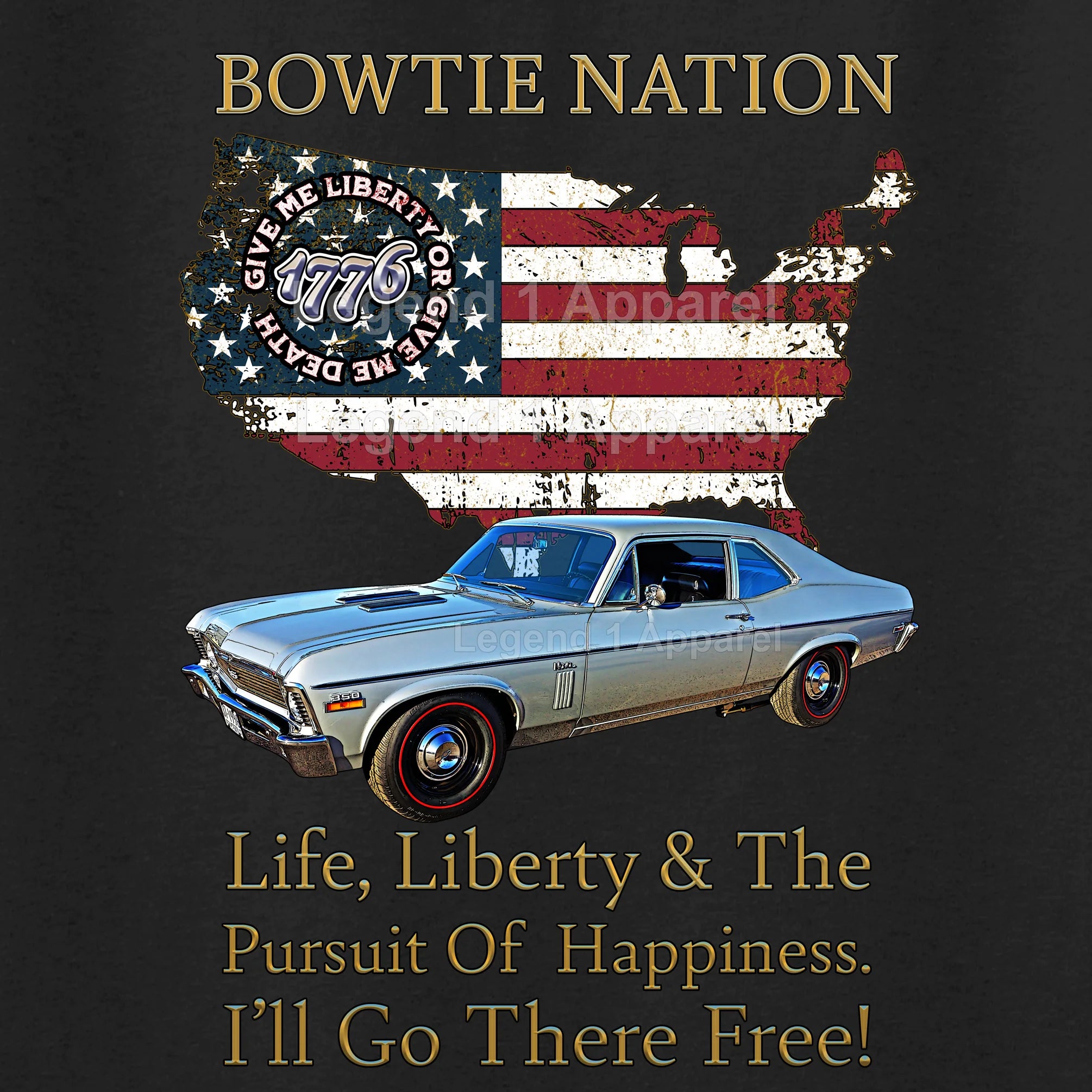 1970 Chevrolet Nova SS Bowtie Nation T-Shirt – 70 Chevy Classic Car Graphic Tee