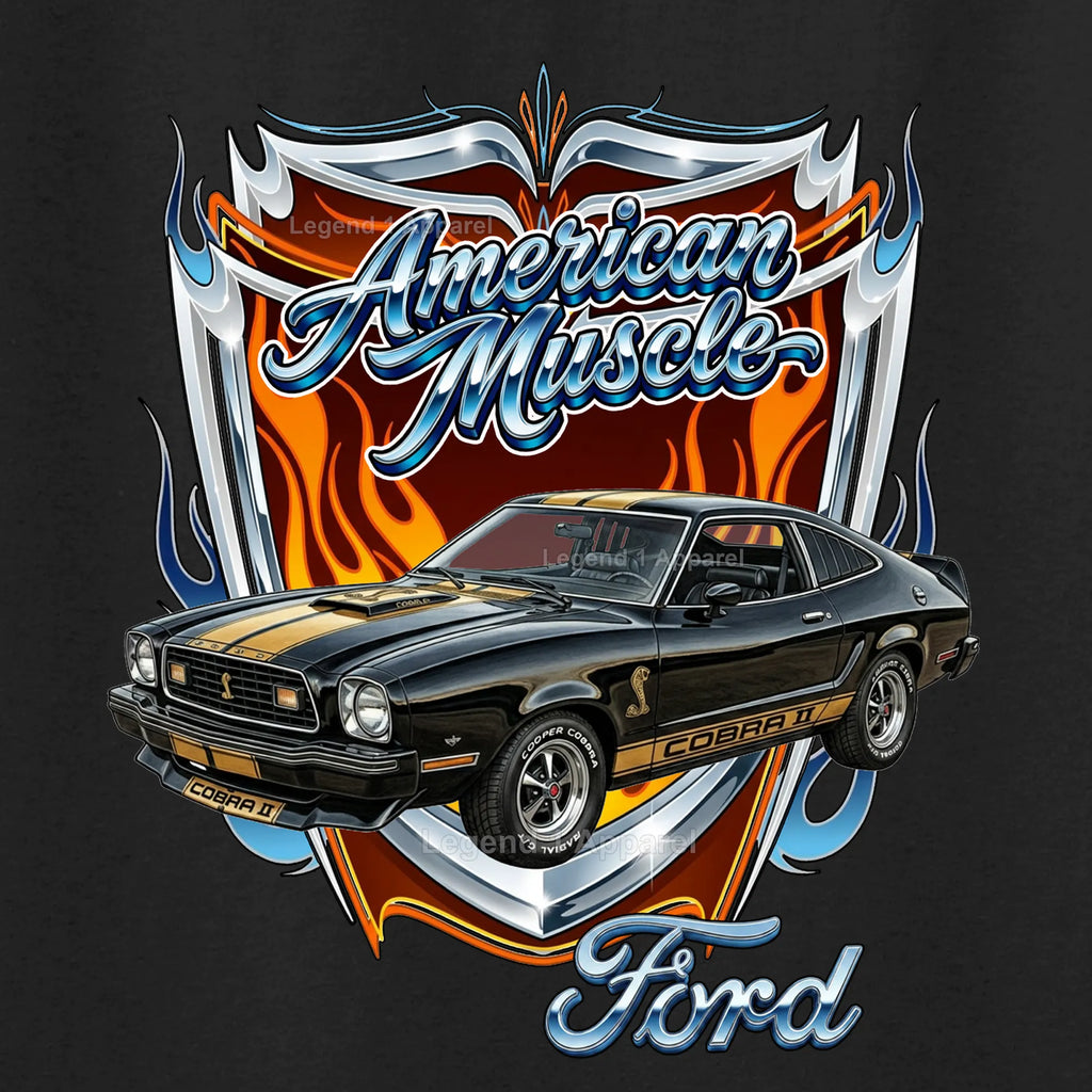 1977 Ford Mustang Cobra 2 Classic Car Graphic Tee – American Muscle T-Shirt