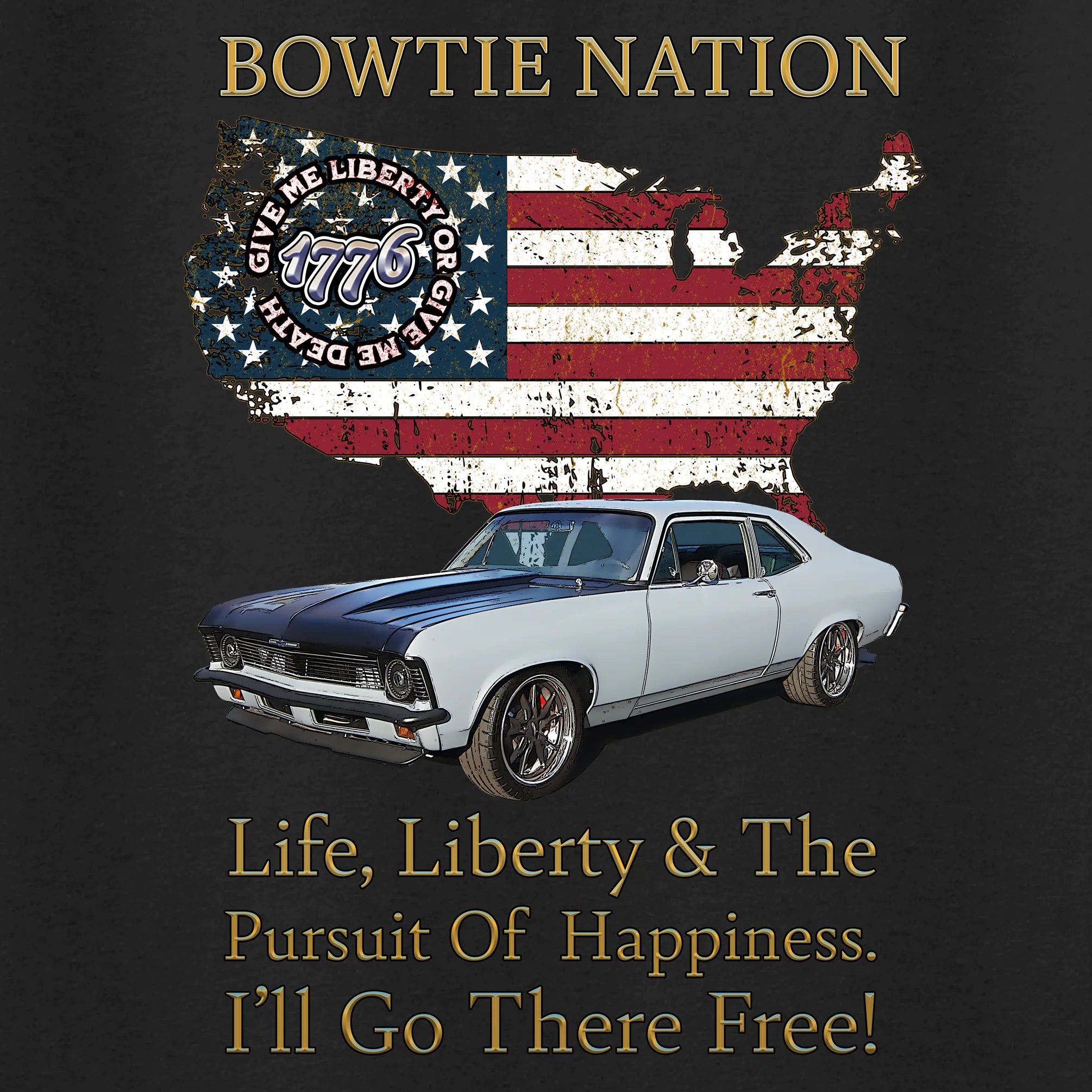 1972 Chevrolet Nova SS Bowtie Nation T-Shirt – 72 Chevy Classic Car Graphic Tee
