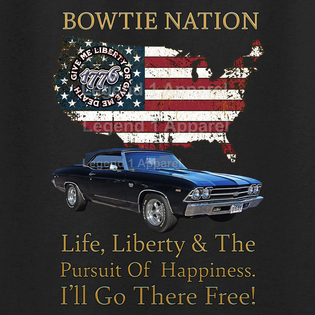 1969 Chevrolet Chevelle Convertible SS Bowtie Nation T-Shirt – 69 Chevy Classic Car Graphic Tee