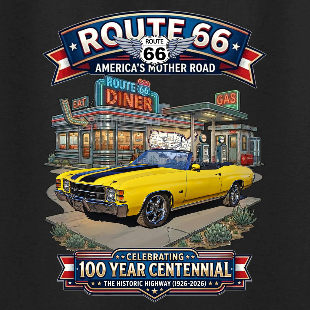 1971 Chevrolet Chevelle SS Classic Car Graphic Tee – Route 66 Centennial T-Shirt