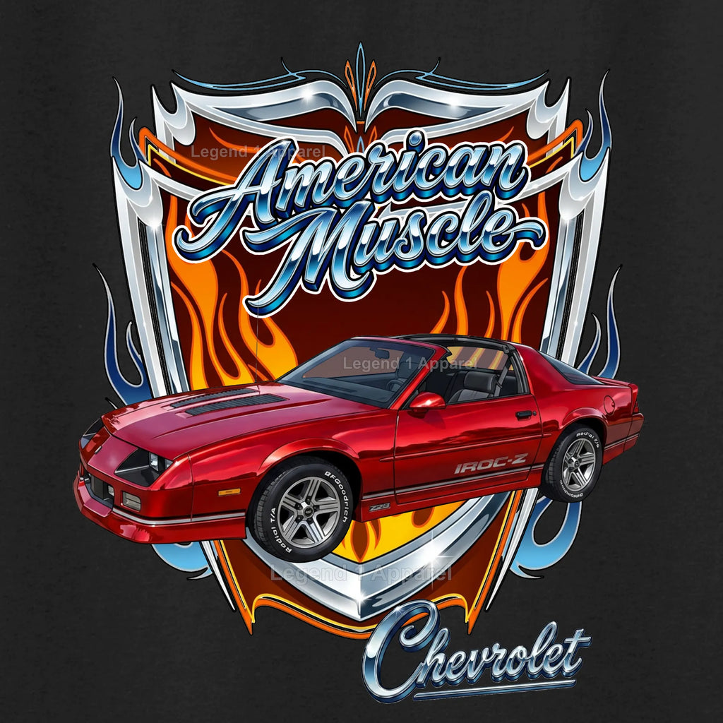 1986 Chevrolet Camaro IROC American Muscle T-Shirt – 86 Chevy Classic Car Graphic Tee