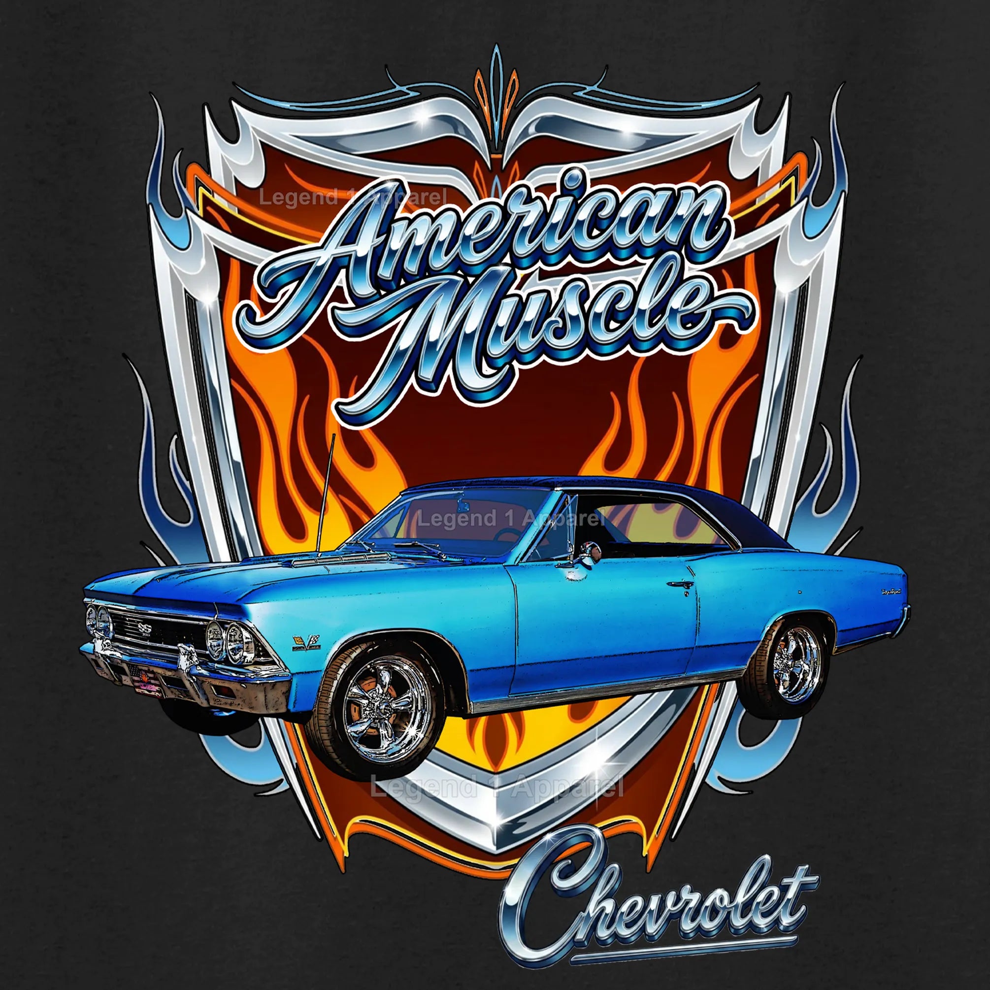 1966 Chevrolet Chevelle SS American Muscle T-Shirt – 66 Chevy Classic Car Graphic Tee