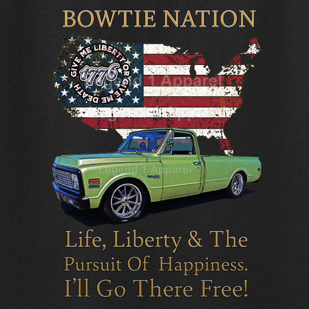 1972 Chevrolet C10 Pick Up Truck Bowtie Nation T-Shirt – 72 Chevy Classic Truck Graphic Tee
