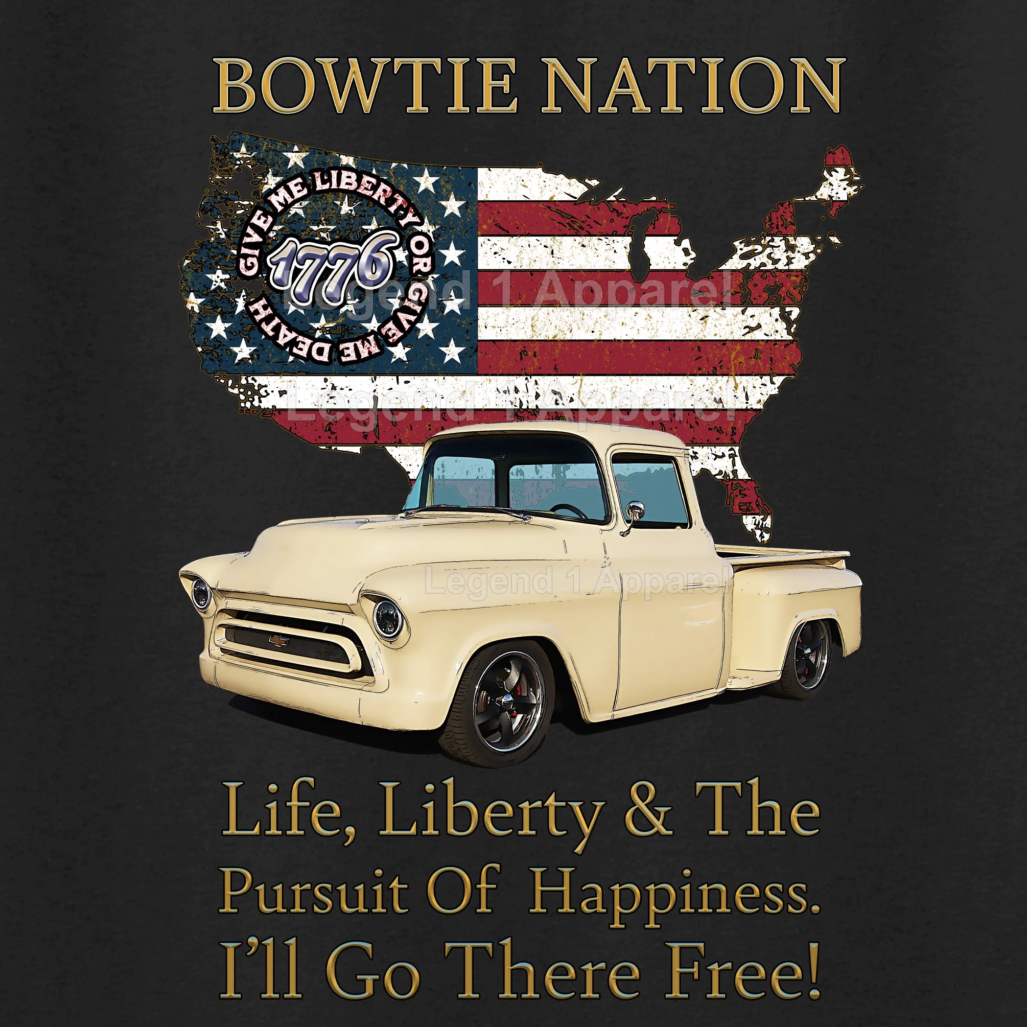 1957 Chevrolet Pick Up Truck Bowtie Nation T-Shirt – 57 Chevy Classic Truck Graphic Tee