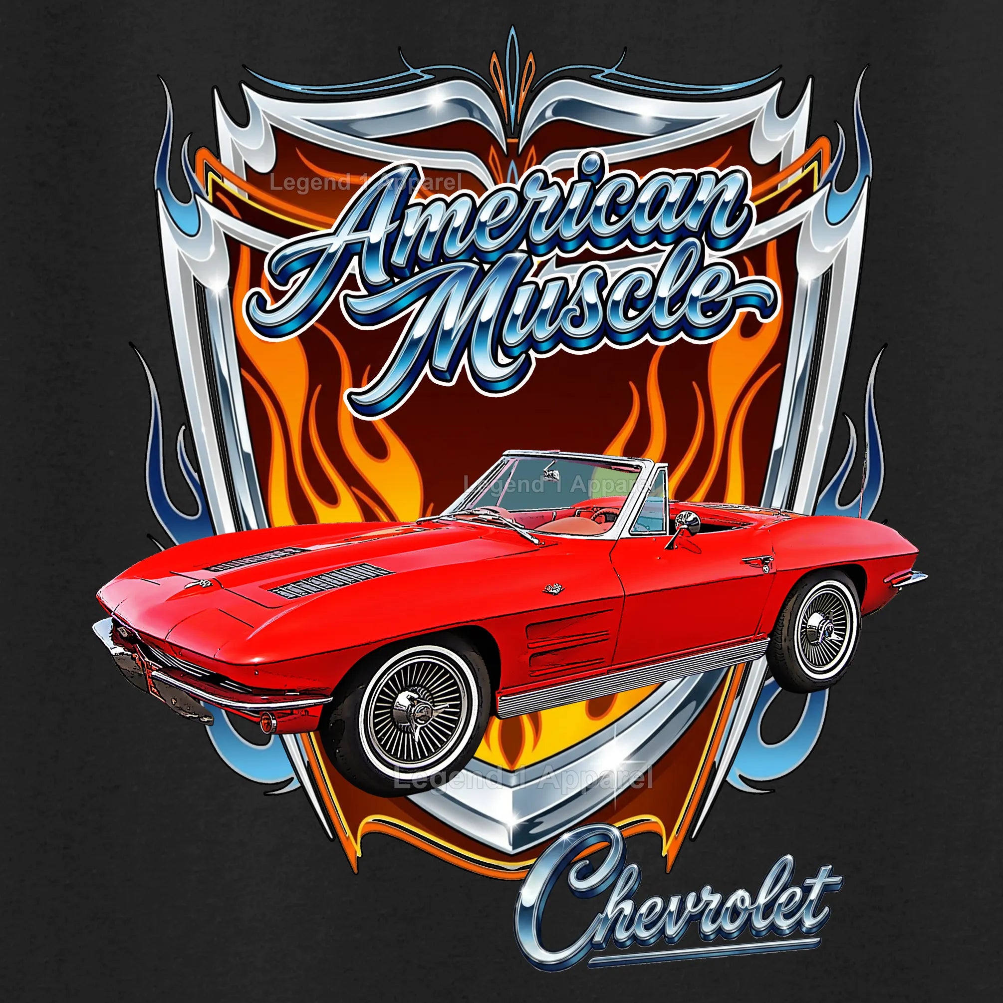 1963 Chevrolet Corvette C1 American Muscle T-Shirt – 63 Chevy Classic Car Graphic Tee